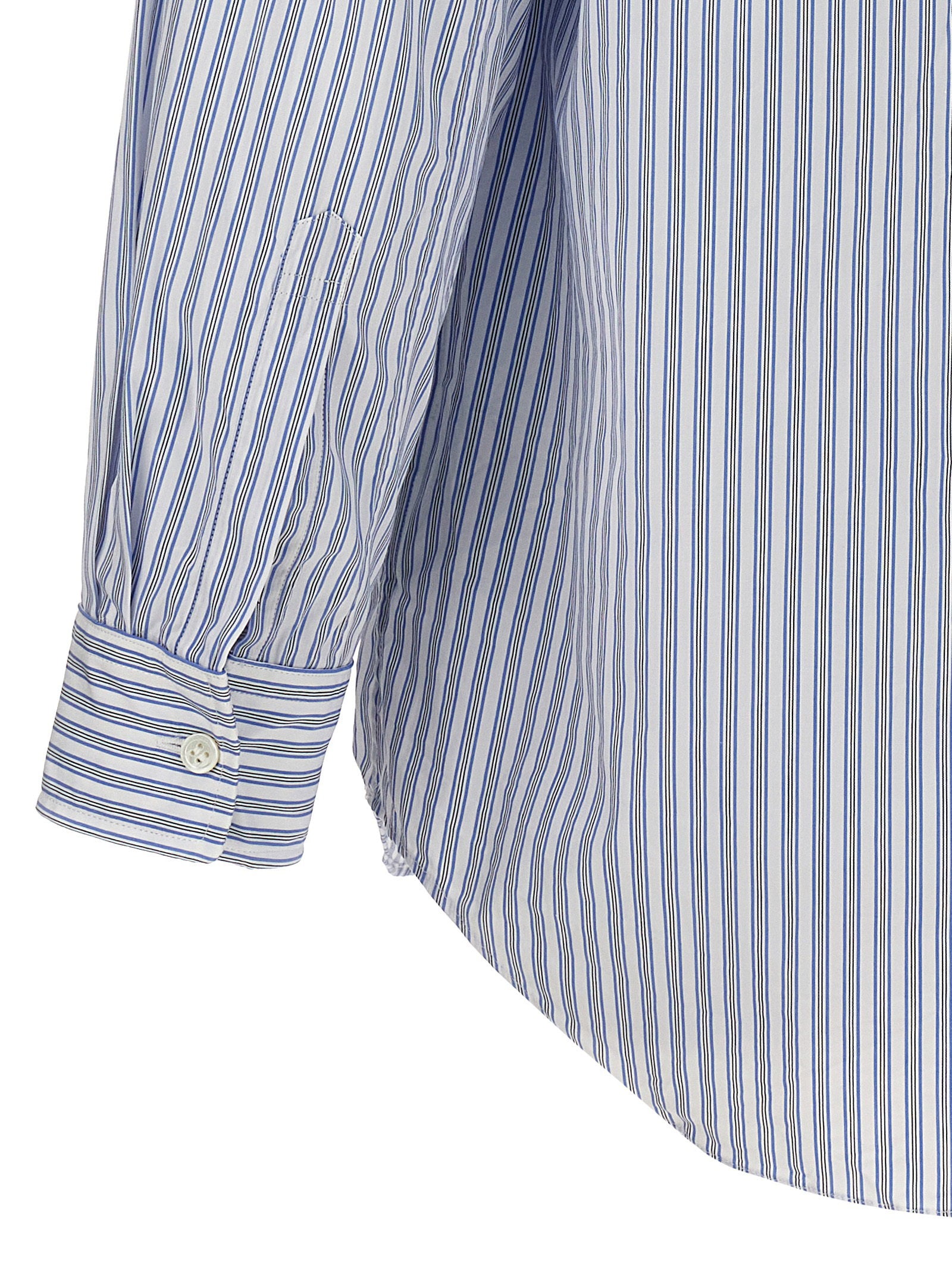 Comme Des Garçons Play Logo Patch Striped Shirt