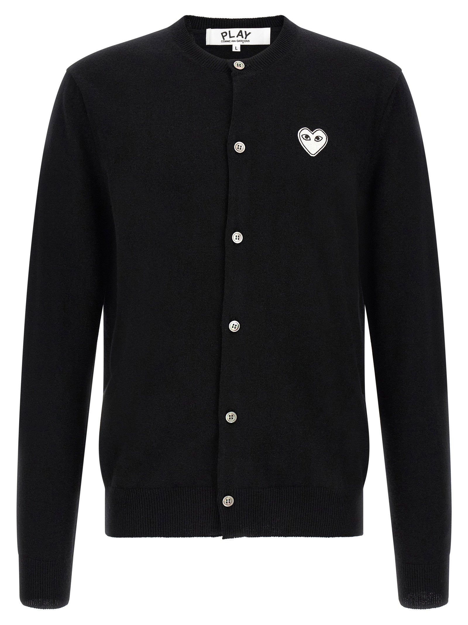 Comme Des Garçons Play Wool Cardigan With Heart Patch