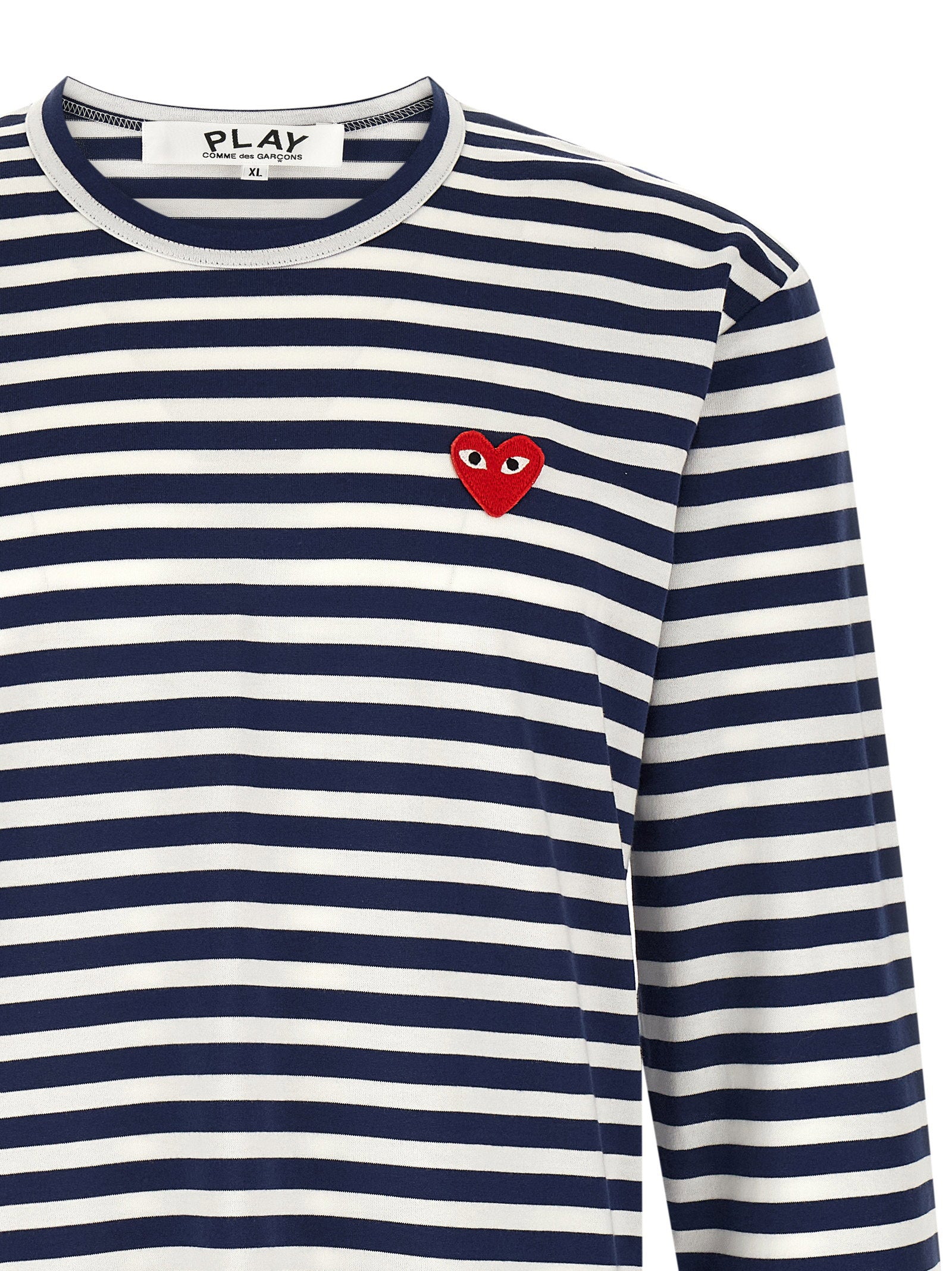 Comme Des Garçons Play Striped T-shirt With Heart Patch