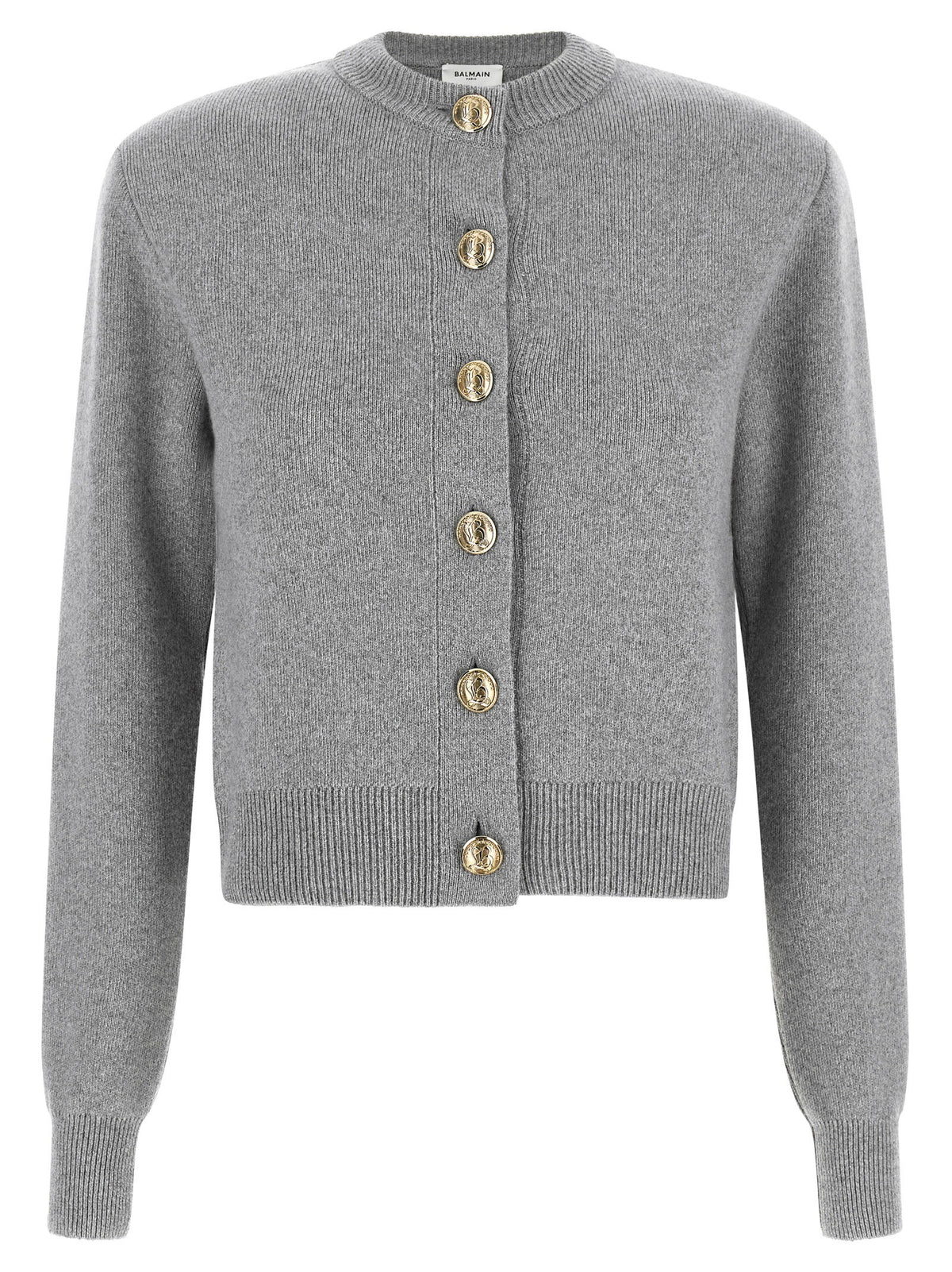 Balmain Sculpture Button Crew Neck Cardigan
