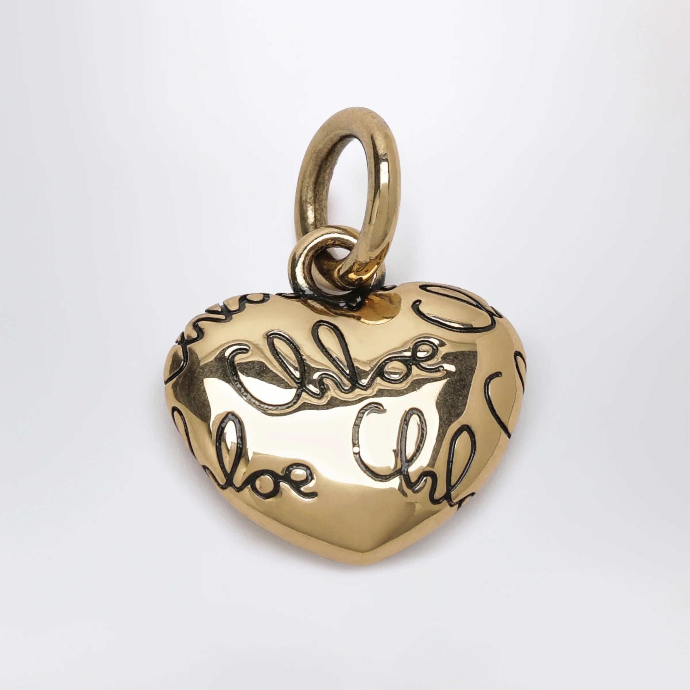 Chloé Alphabet heart logo charm in brass, gold