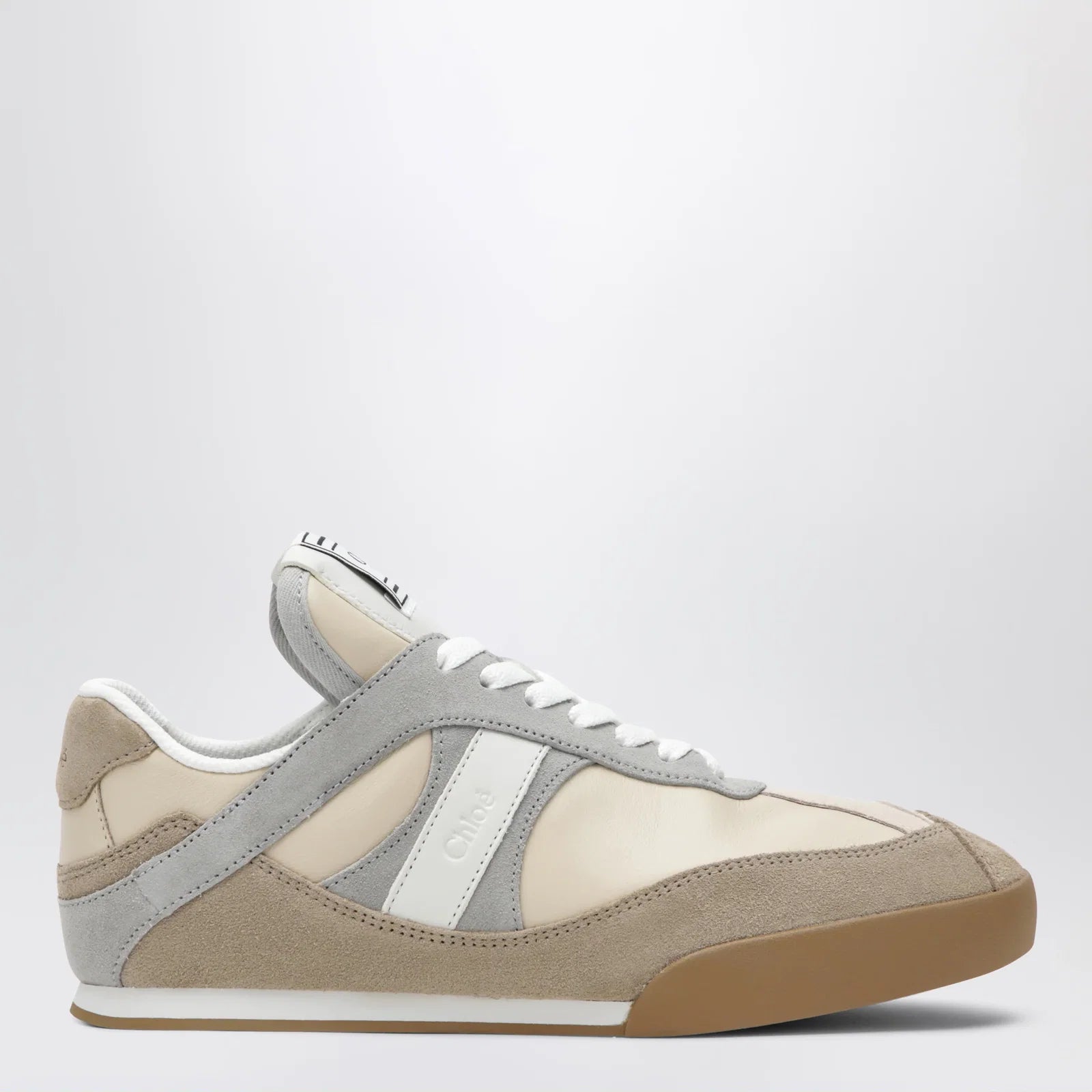 Chloé Kick sneakers in leather and suede in dove grey