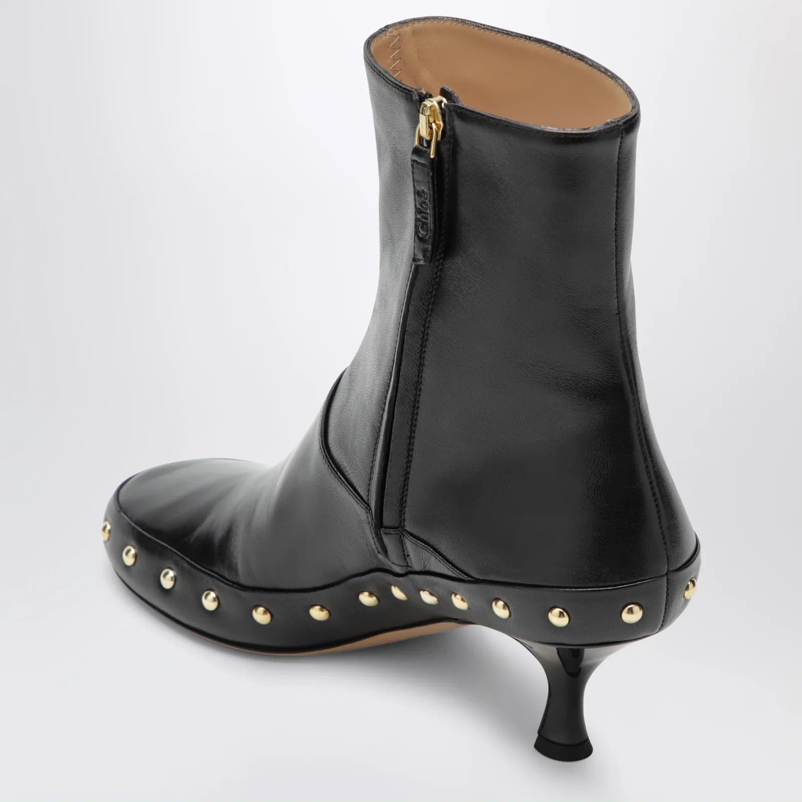 Chloé Junie hammered leather ankle boots in black
