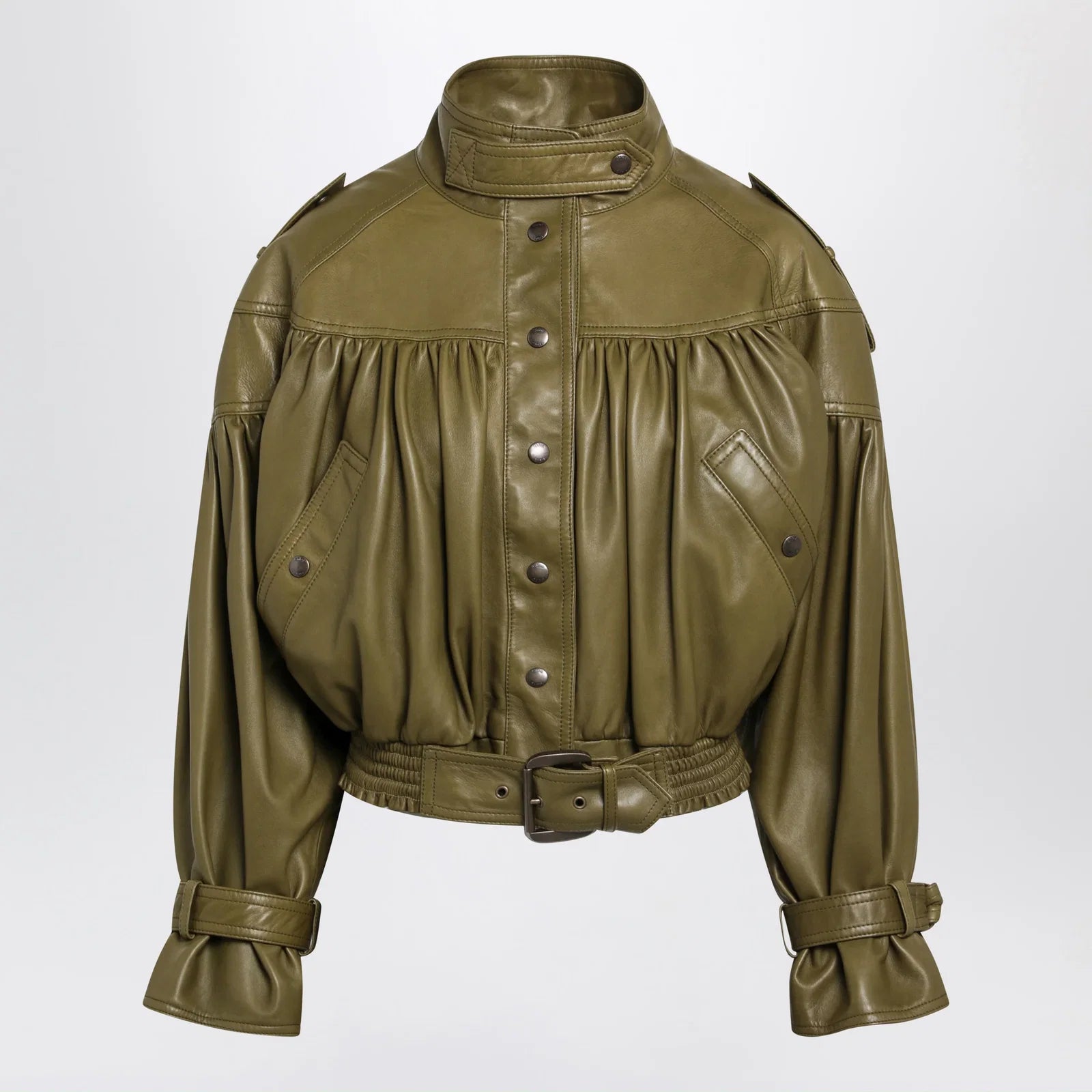 Chloé Eucalyptus cropped jacket with leather belt