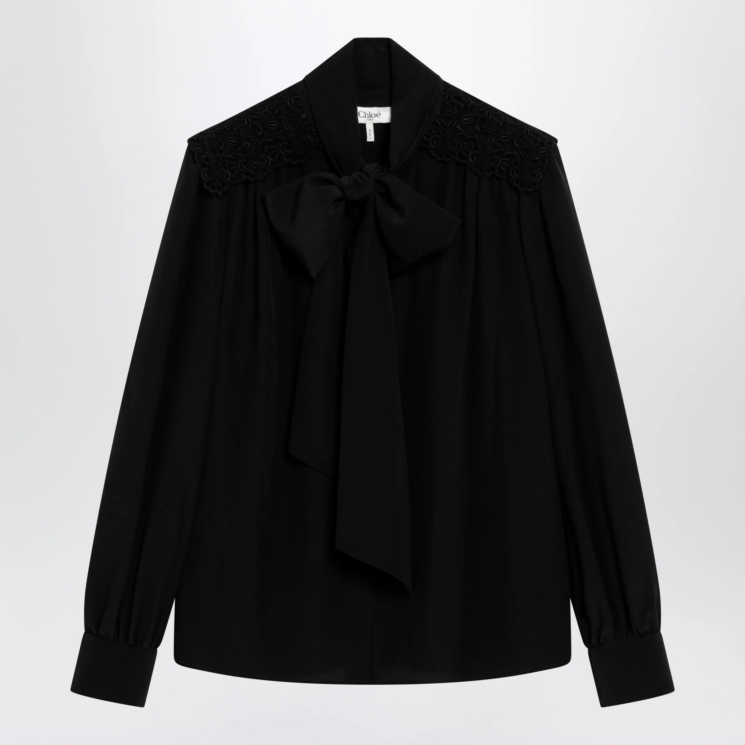Chloé Black silk blouse with lavallière