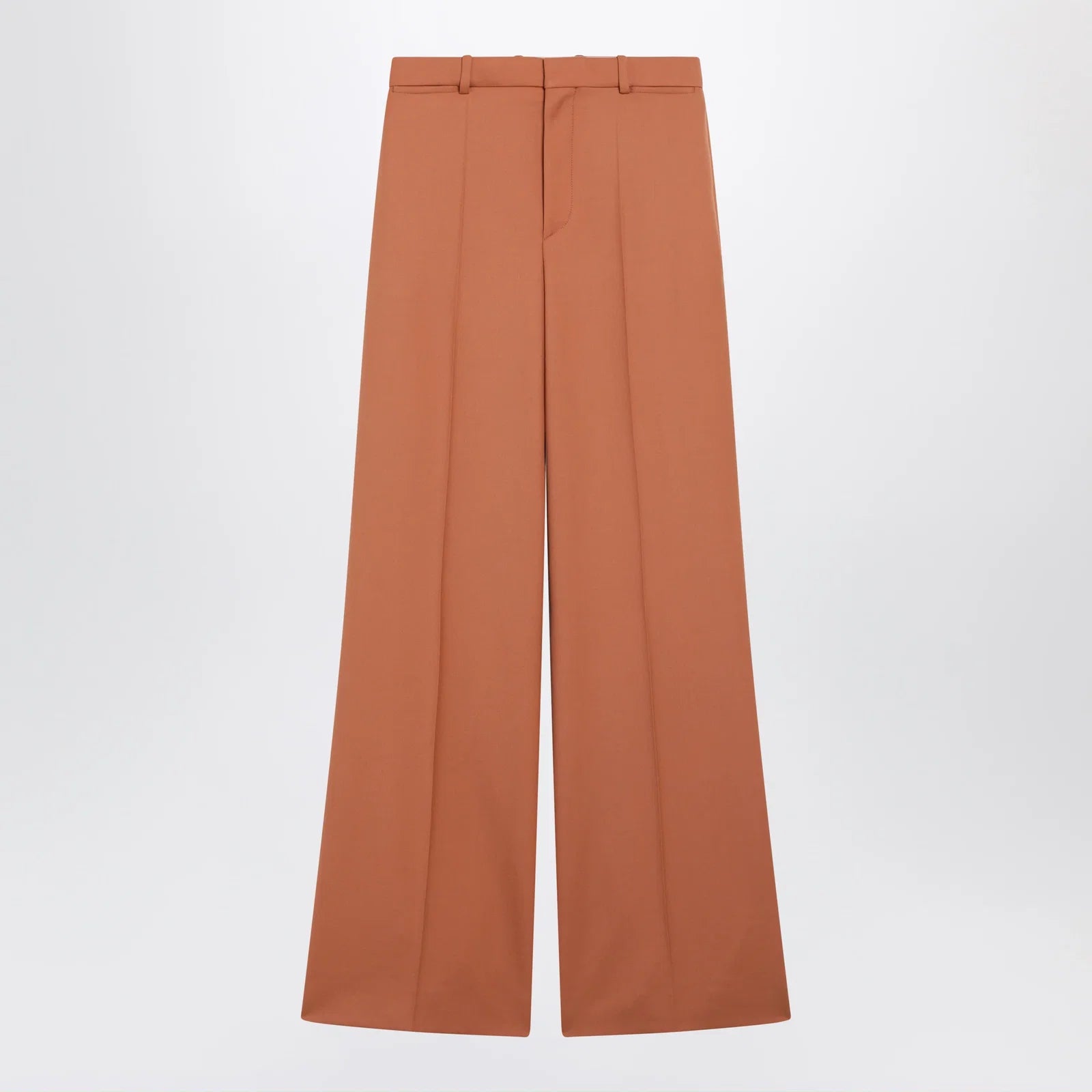 Chloé Burnt brown flared wool trousers