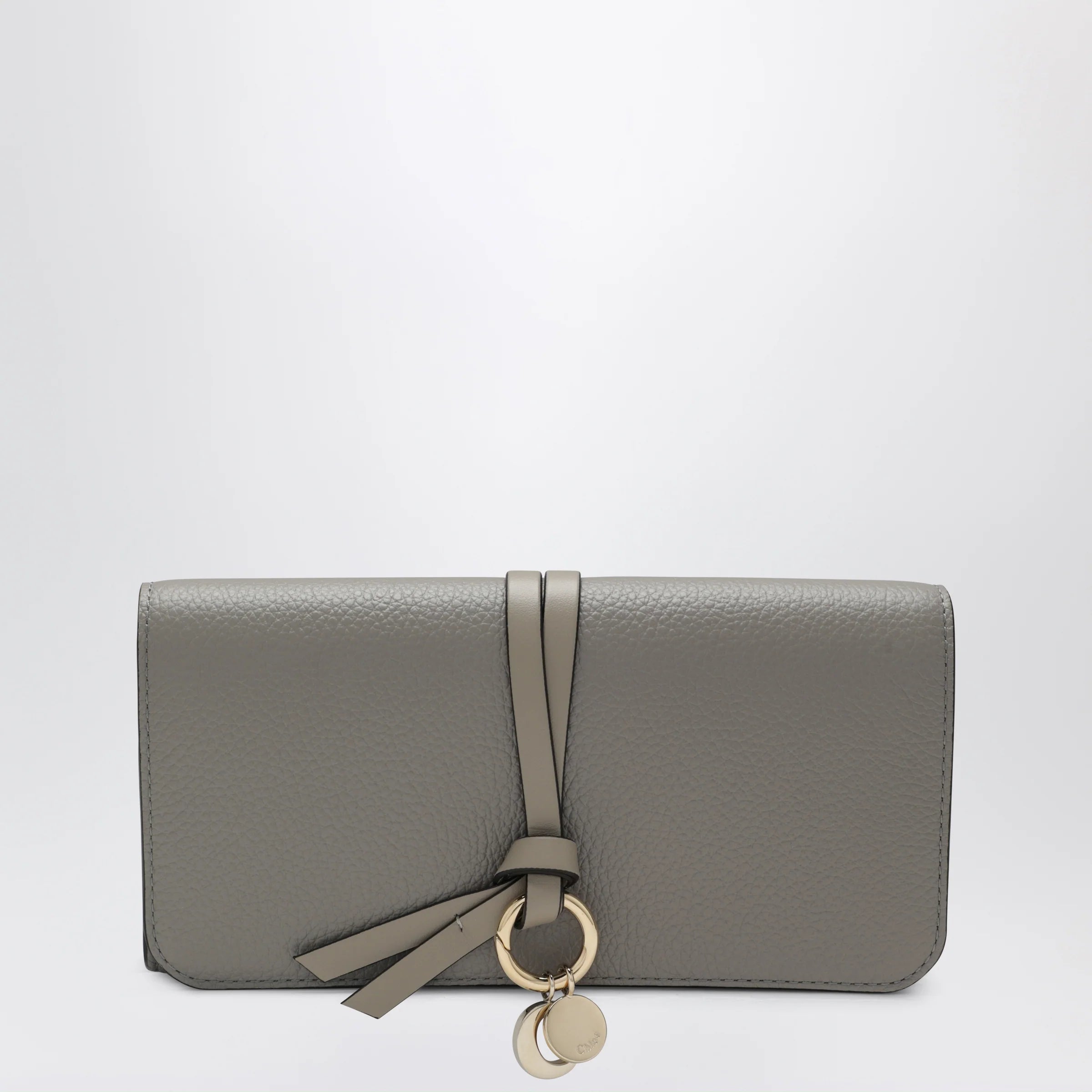 Chloé Grey Alphabet flap wallet in grained leather