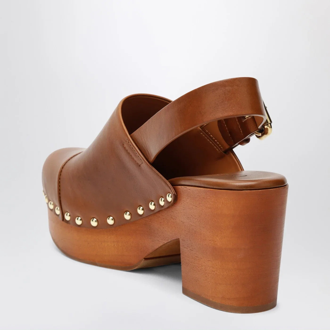 Chloé Brown Jeannette clogs with studs