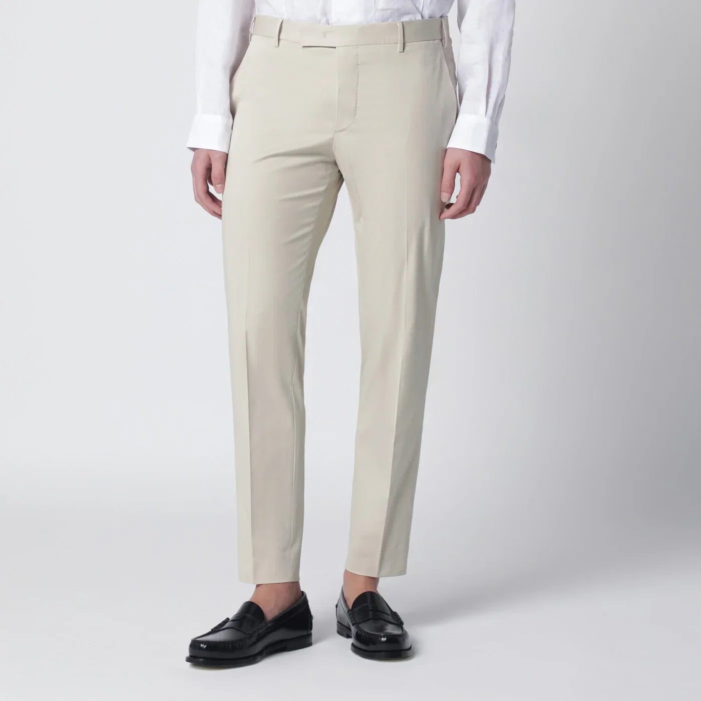 PT Torino Beige slim-fit cotton-blend trousers