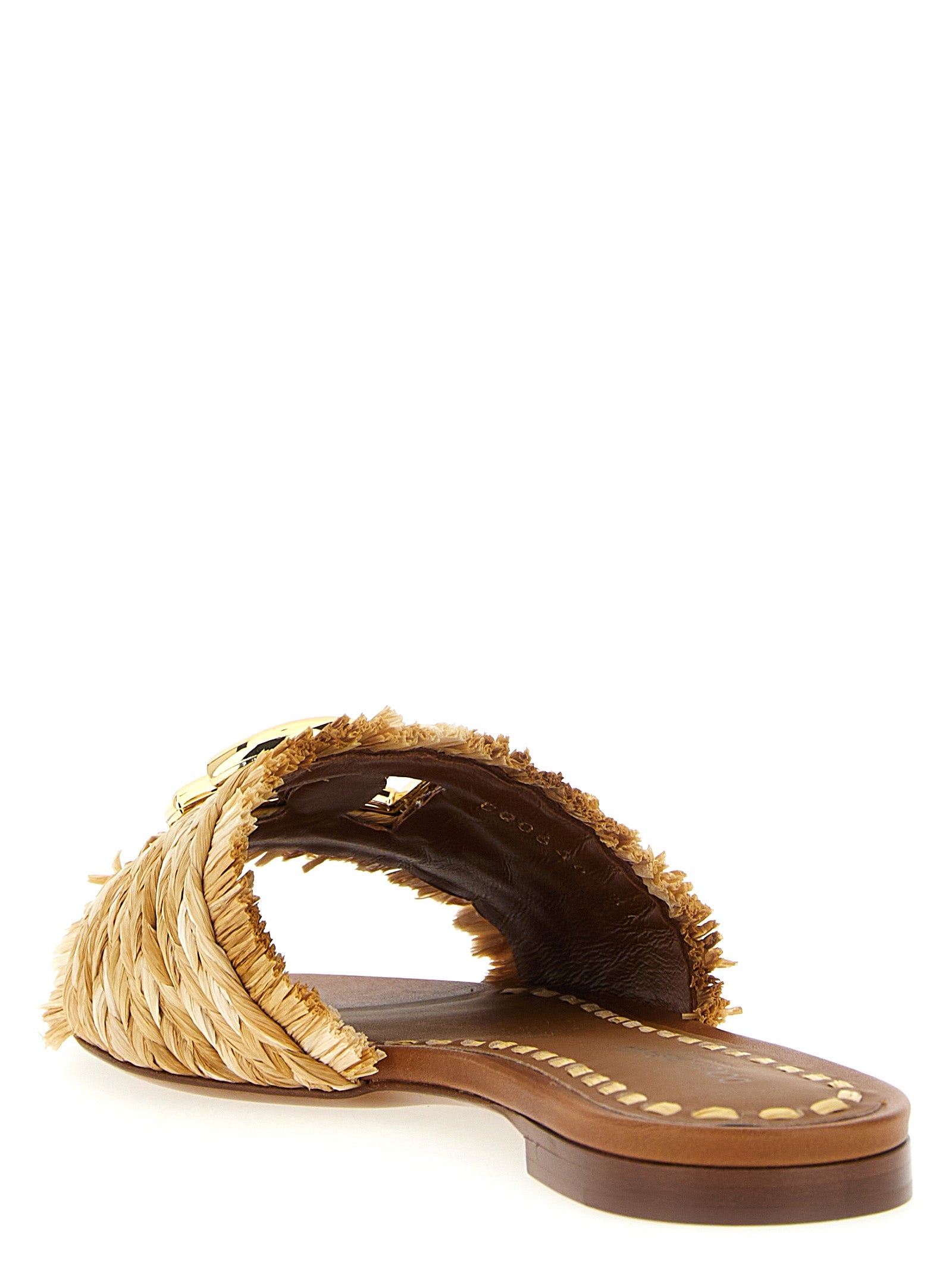 Dolce & Gabbana Raffia Braid Slides