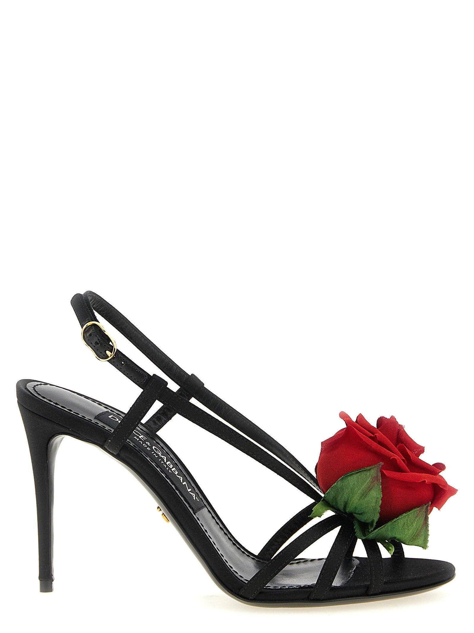 Dolce & Gabbana Satin Sandals With Flower