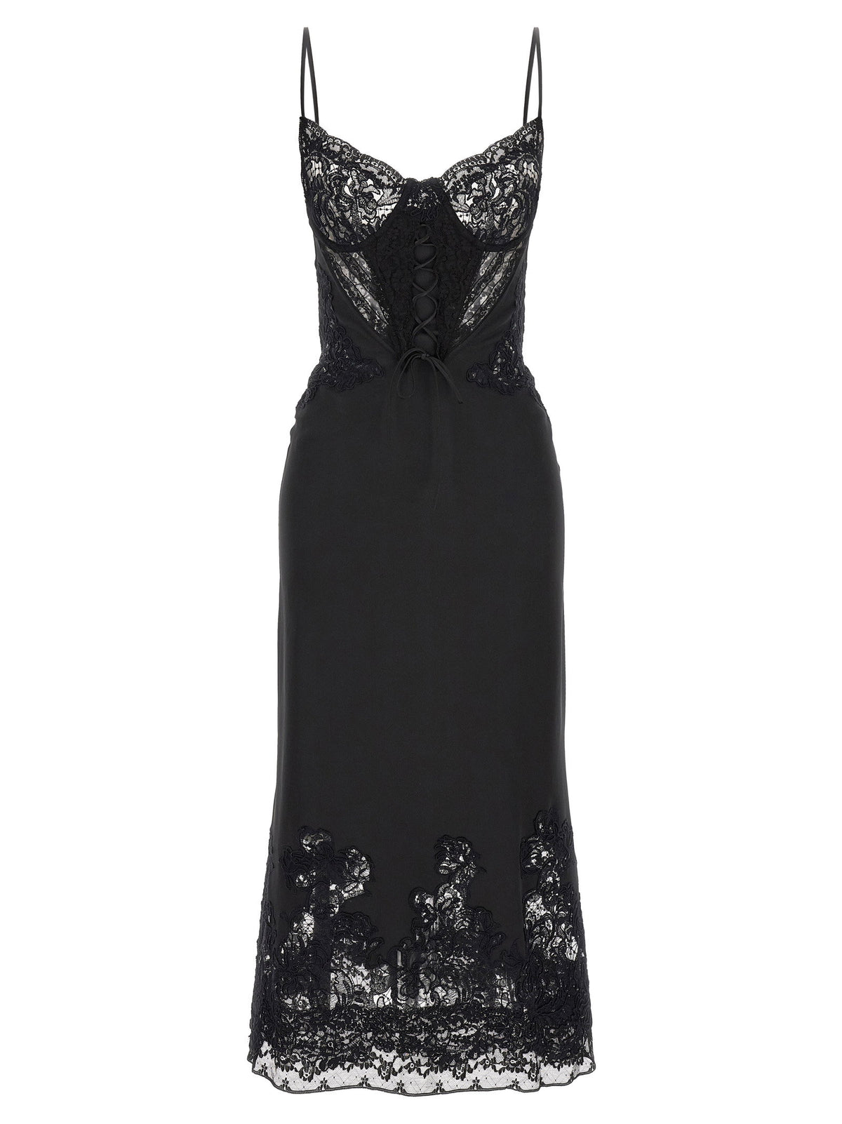 Ermanno Scervino Rebrodé Lace Lingerie Dress Black