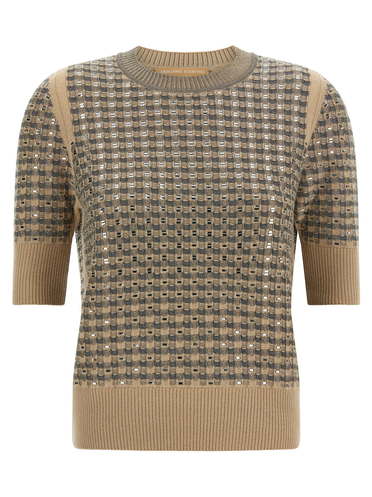 Ermanno Scervino Check Knit With Crystals