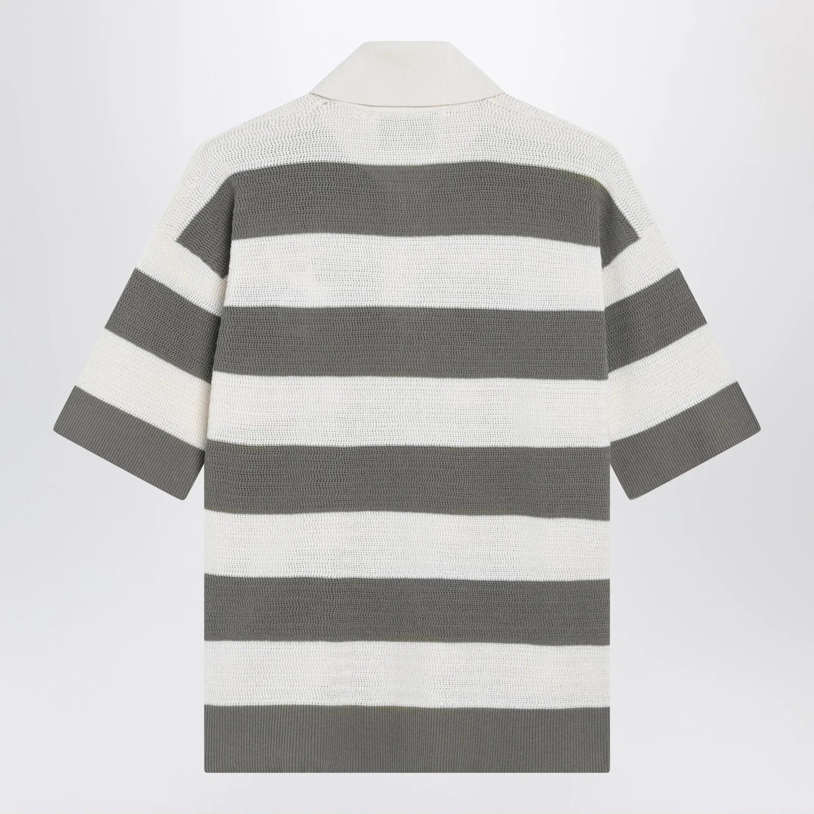 Ami Paris Ami de Coeur striped cotton knit polo shirt
