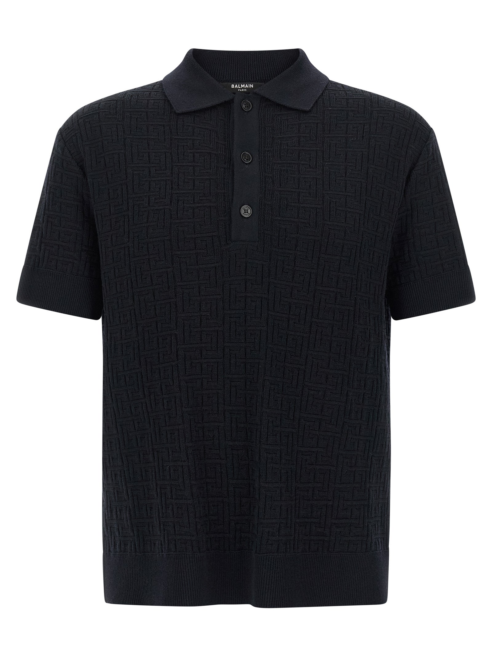 Balmain Monogram Knit Polo Shirt