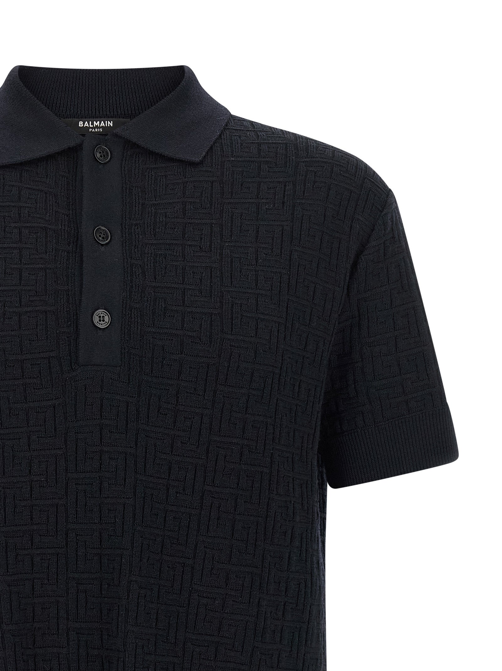 Balmain Monogram Knit Polo Shirt