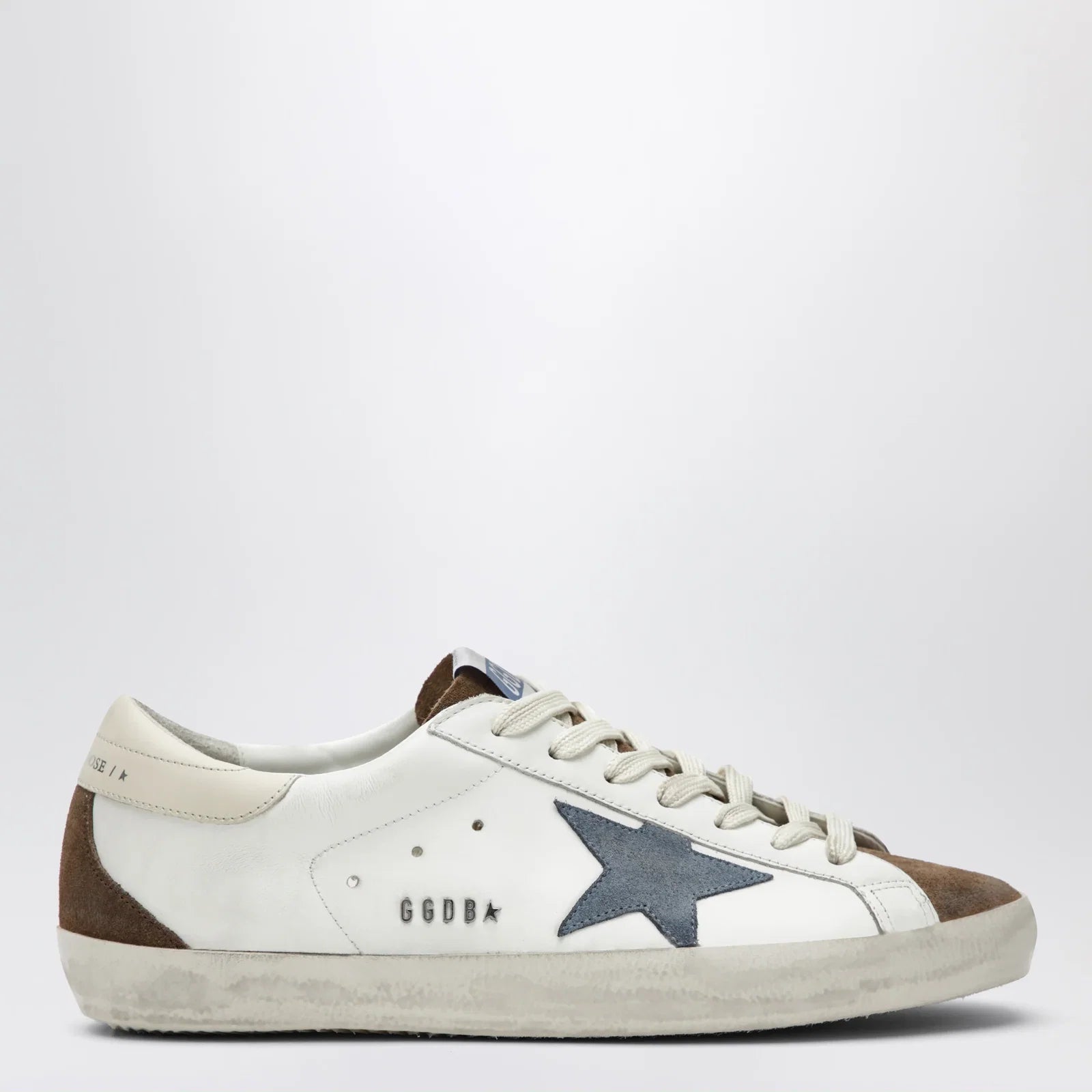 Golden Goose Super-Star sneakers in white/brown/denim blue/cream