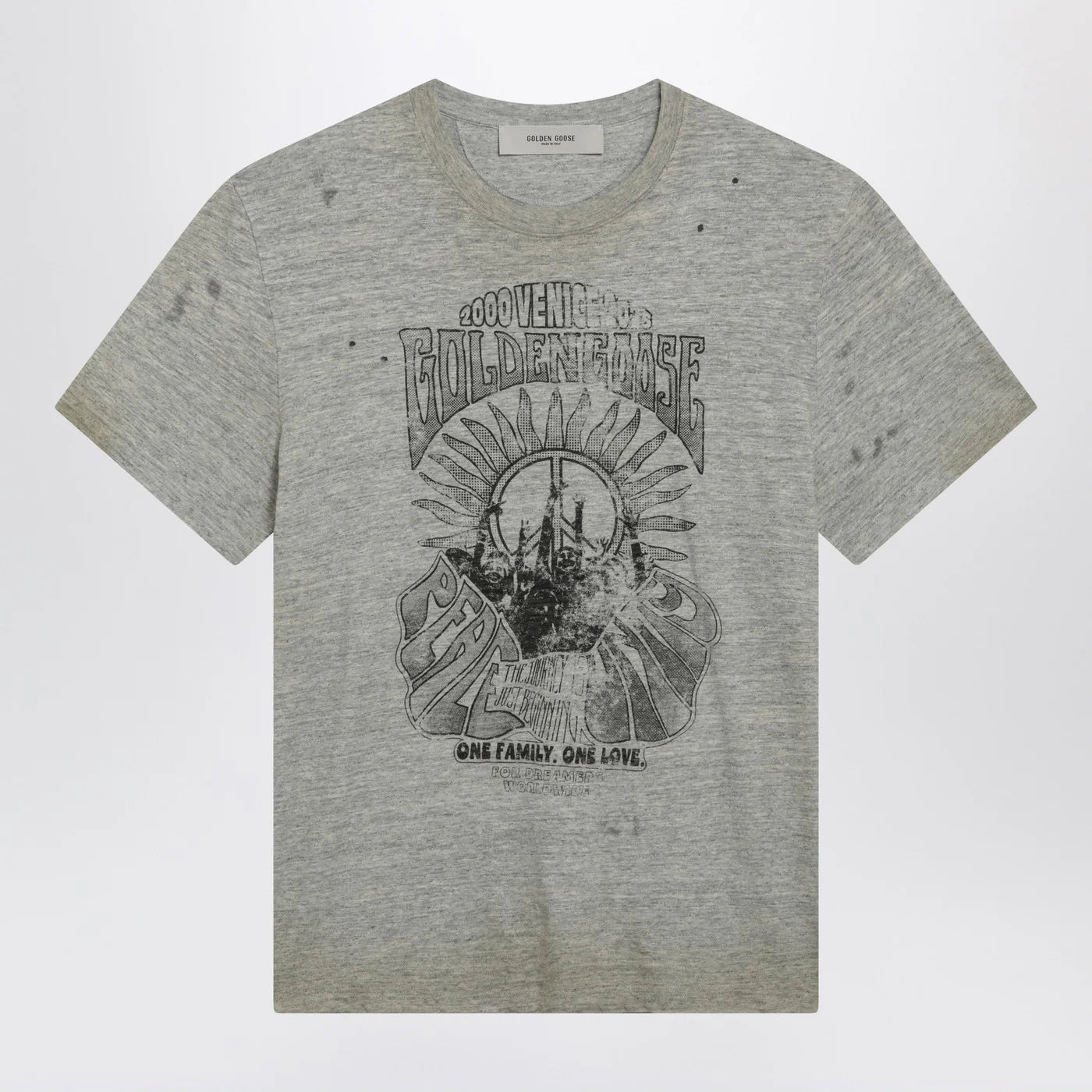 Golden Goose Grey vintage-effect T-shirt with print