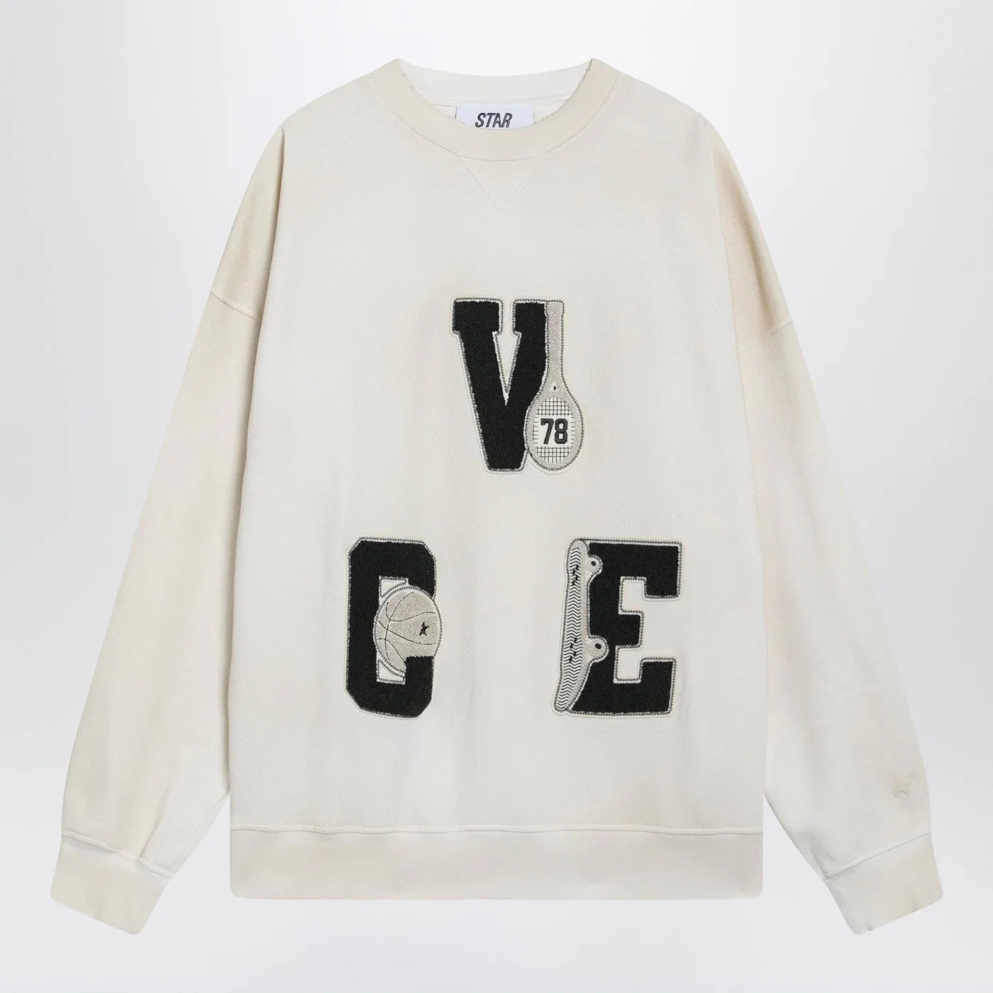 Golden Goose White crewneck sweatshirt with patches