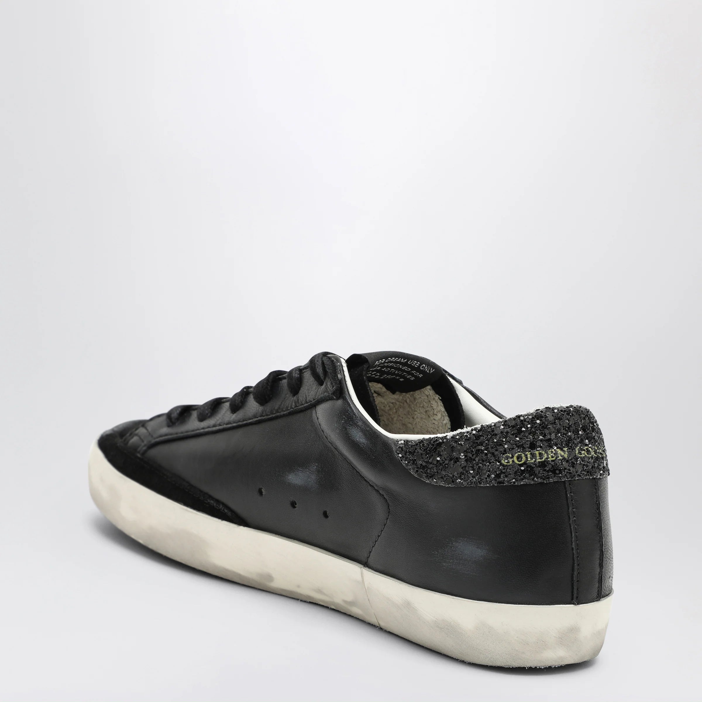 Golden Goose Super-star black low trainer with rhinestones