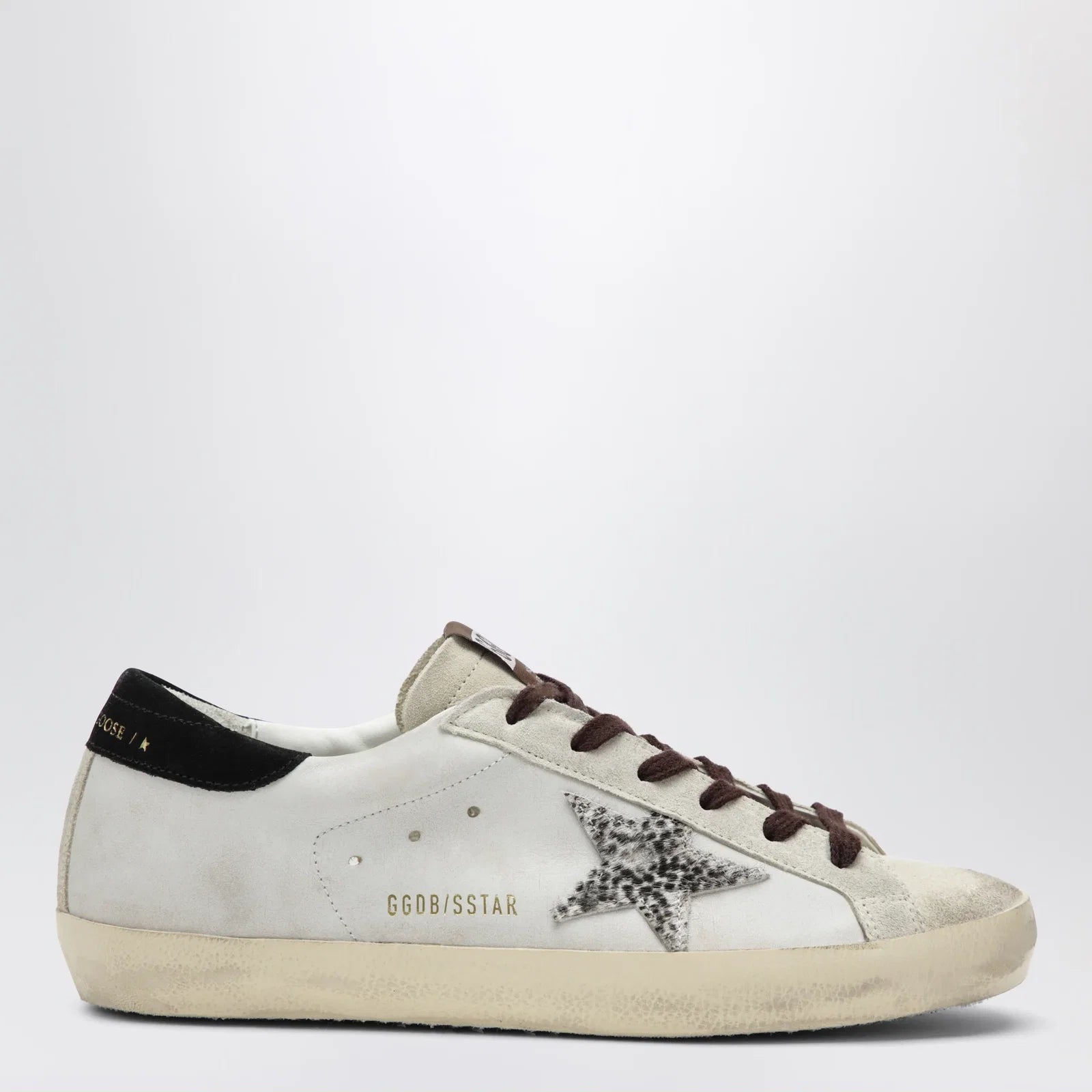 Golden Goose Super-Star sneakers in white with animal-print star