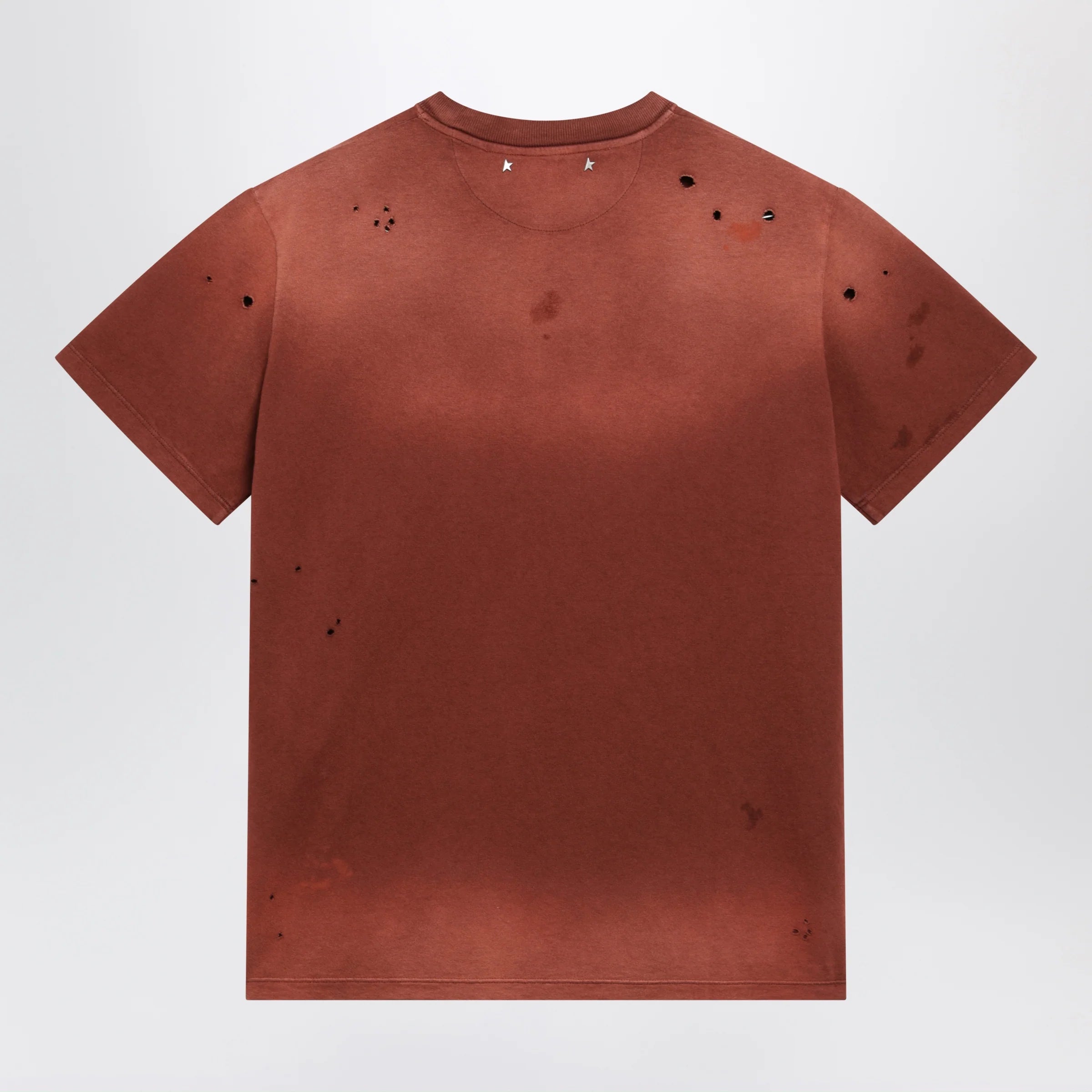 Golden Goose Rust-colored cotton T-shirt with floral print