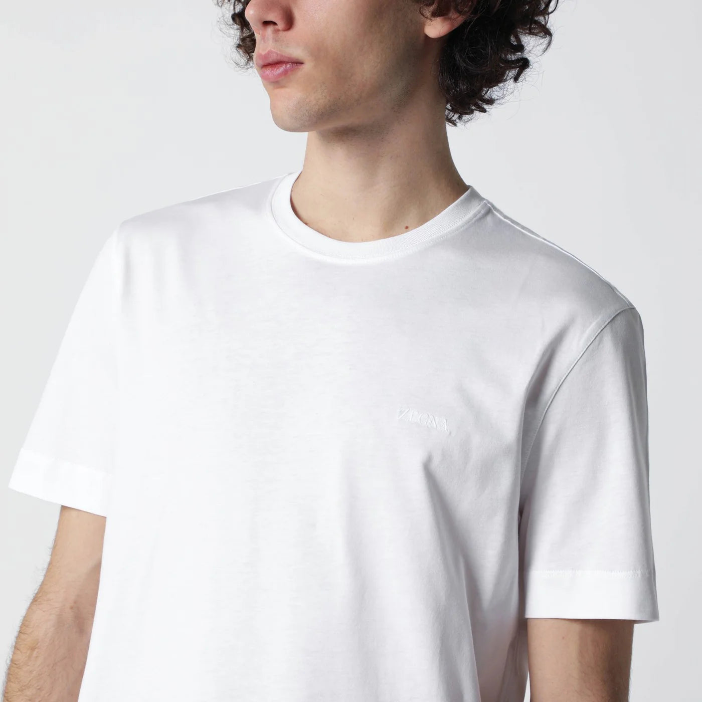 ZEGNA White T-shirt with embroidered logo