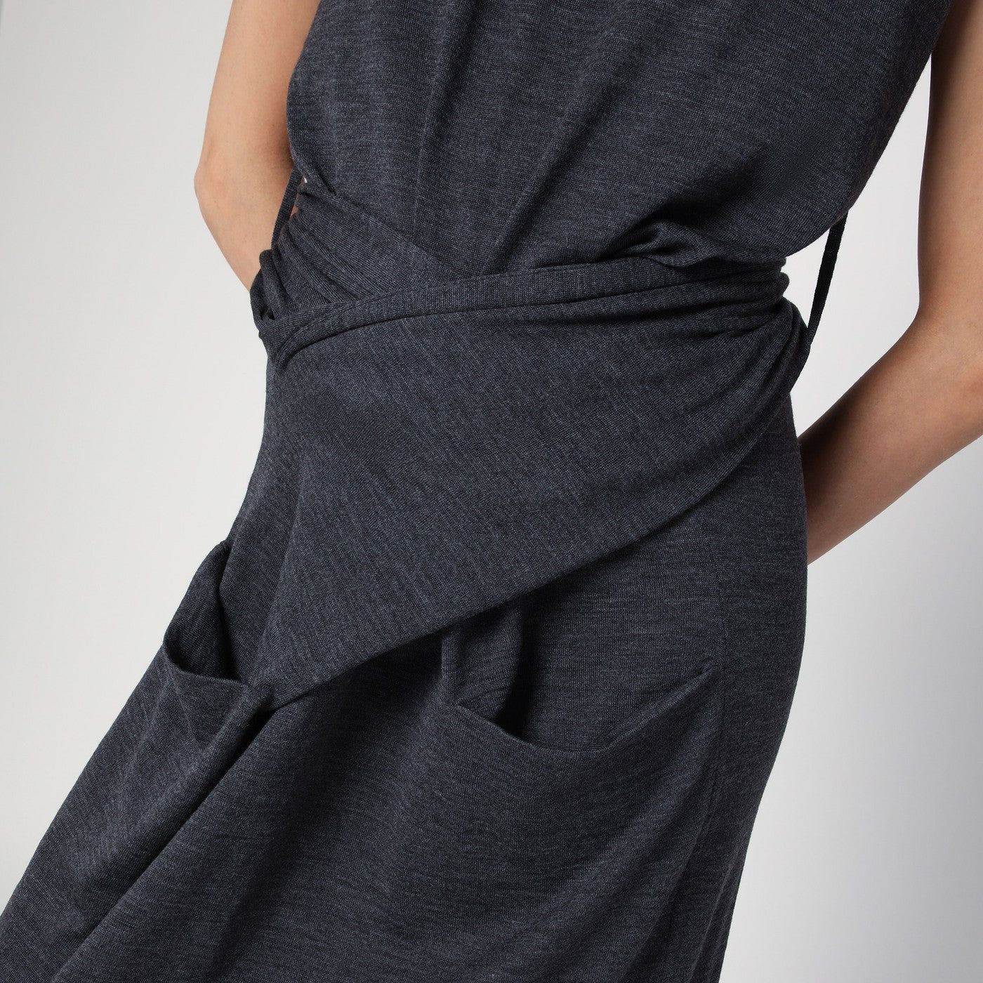 Jil Sander Gray dress in wool with crossover detail