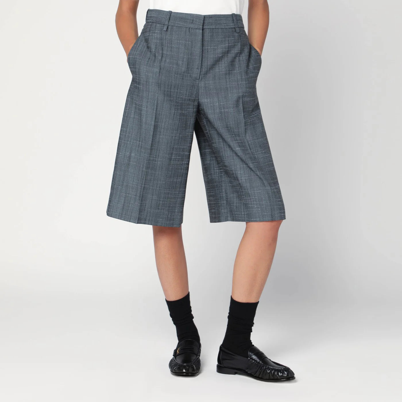 Jil Sander Bermuda in lana dark sky