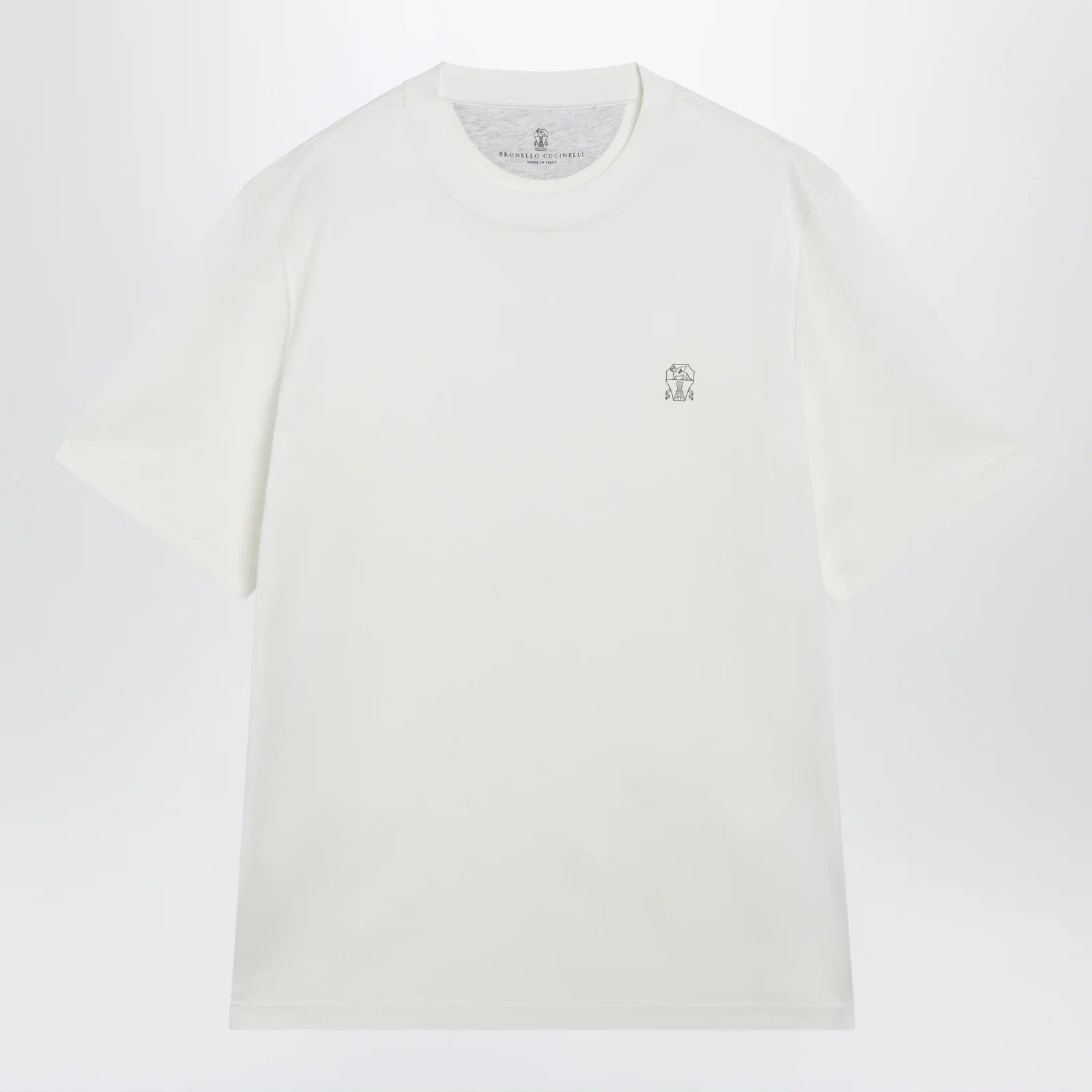 Brunello Cucinelli Crew-neck cotton jersey T-shirt with logo in off white