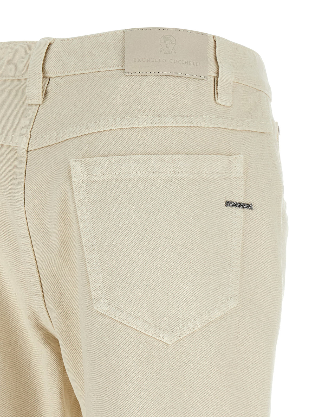 Brunello Cucinelli Beige Shiny Tab Jeans