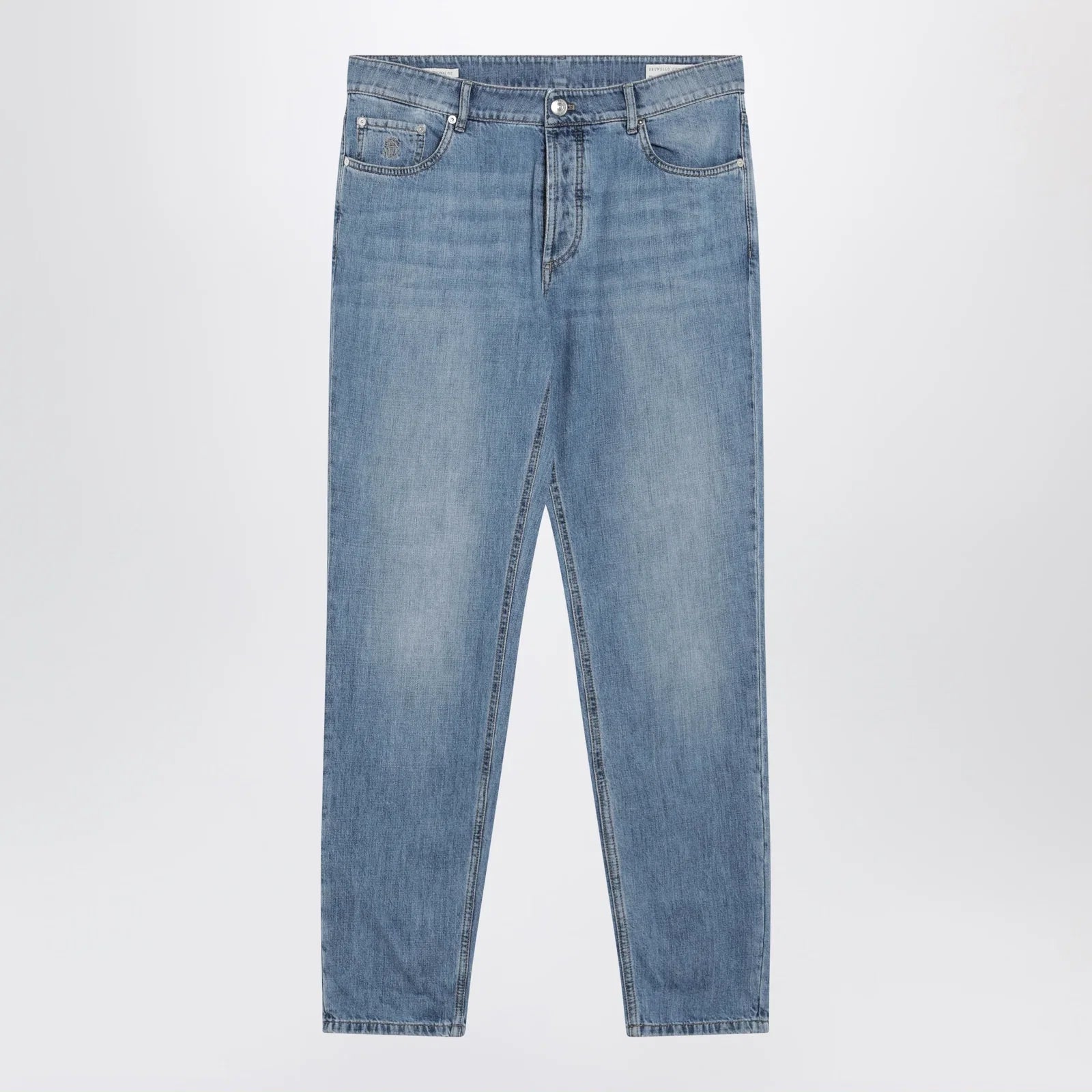 Brunello Cucinelli Traditional-fit five-pocket jeans in light blue denim