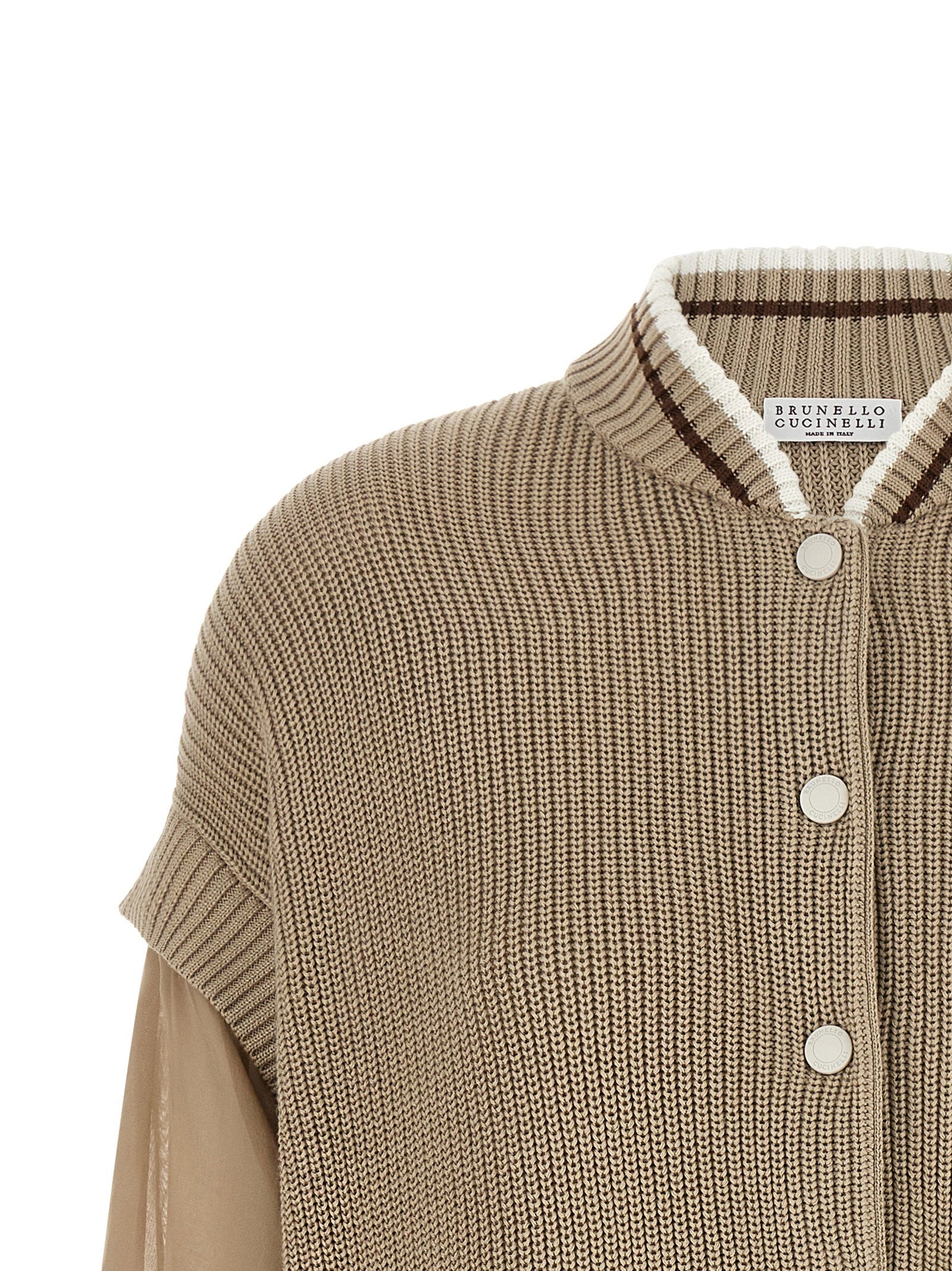 Brunello Cucinelli Organza Sleeve Cardigan
