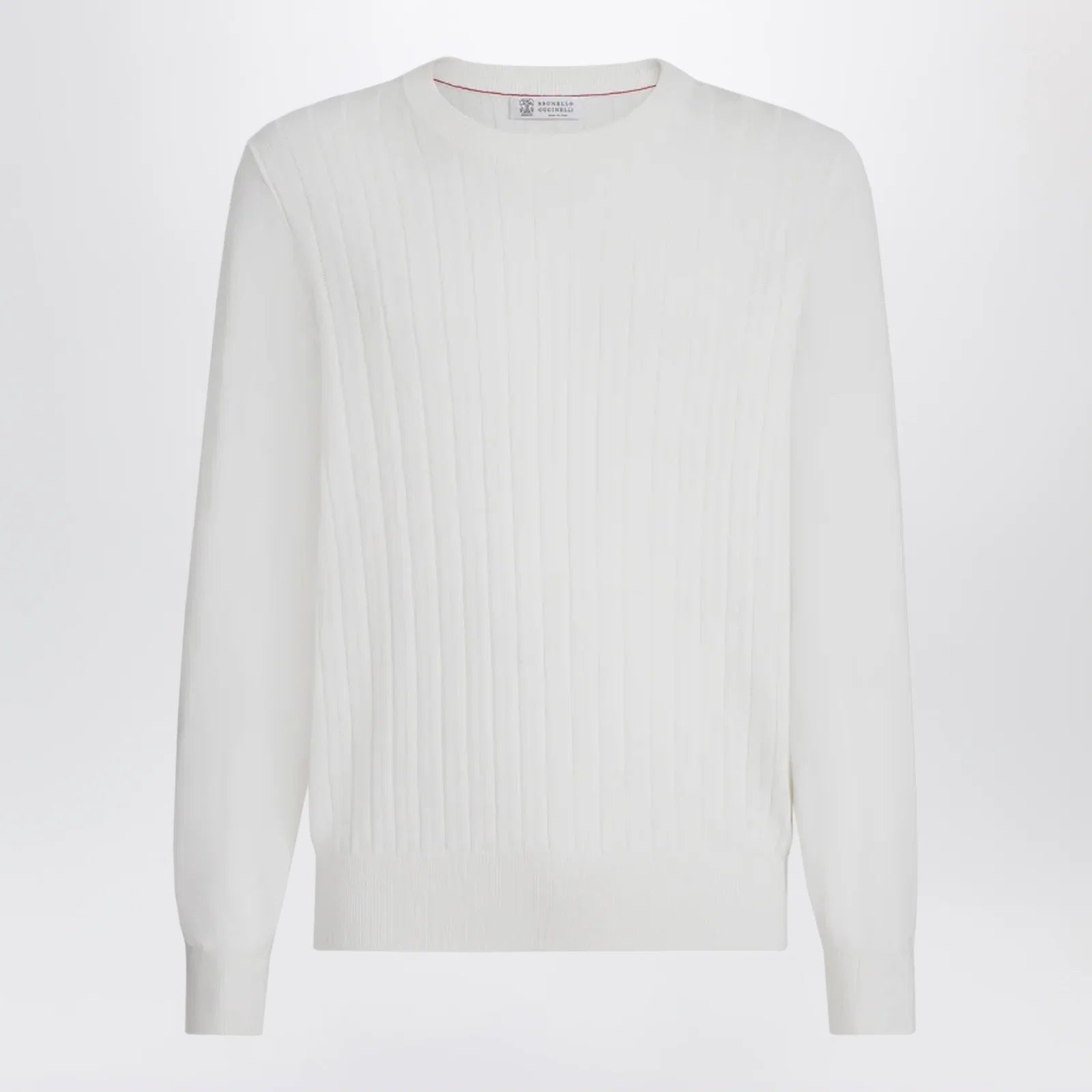 Brunello Cucinelli White ribbed cotton sweater