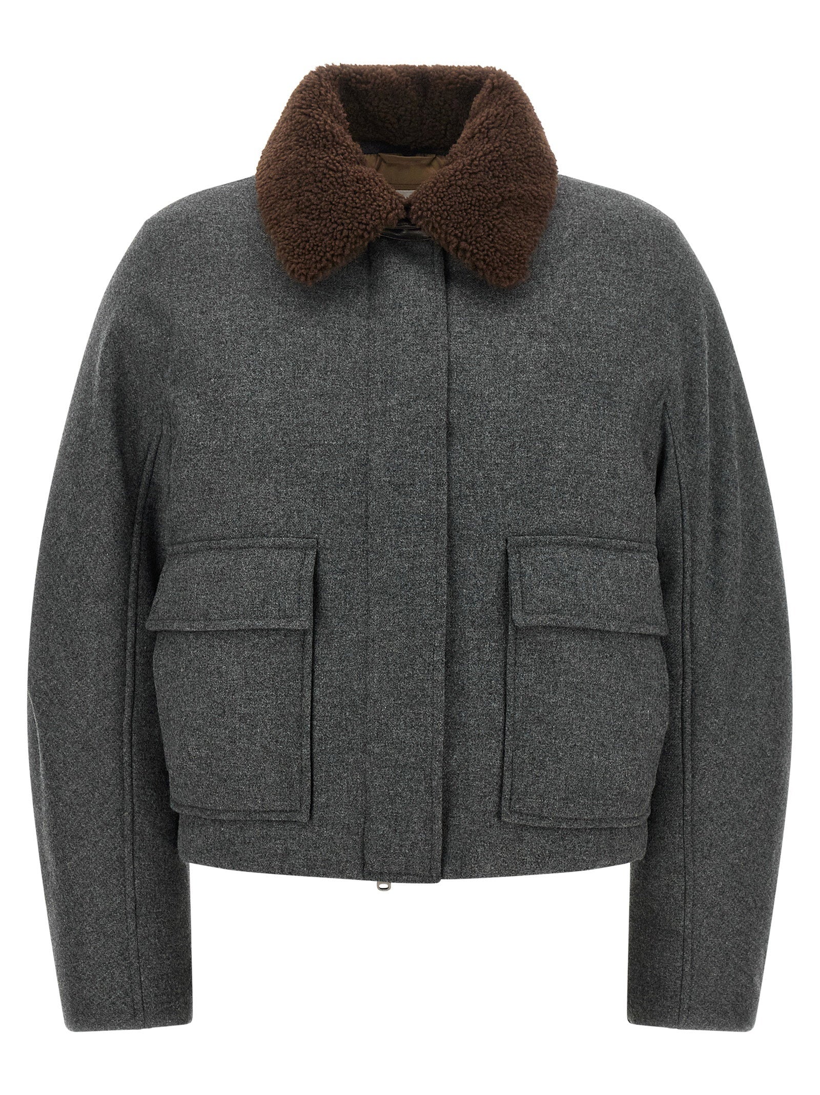 Brunello Cucinelli Shearling Collar Cropped Jacket