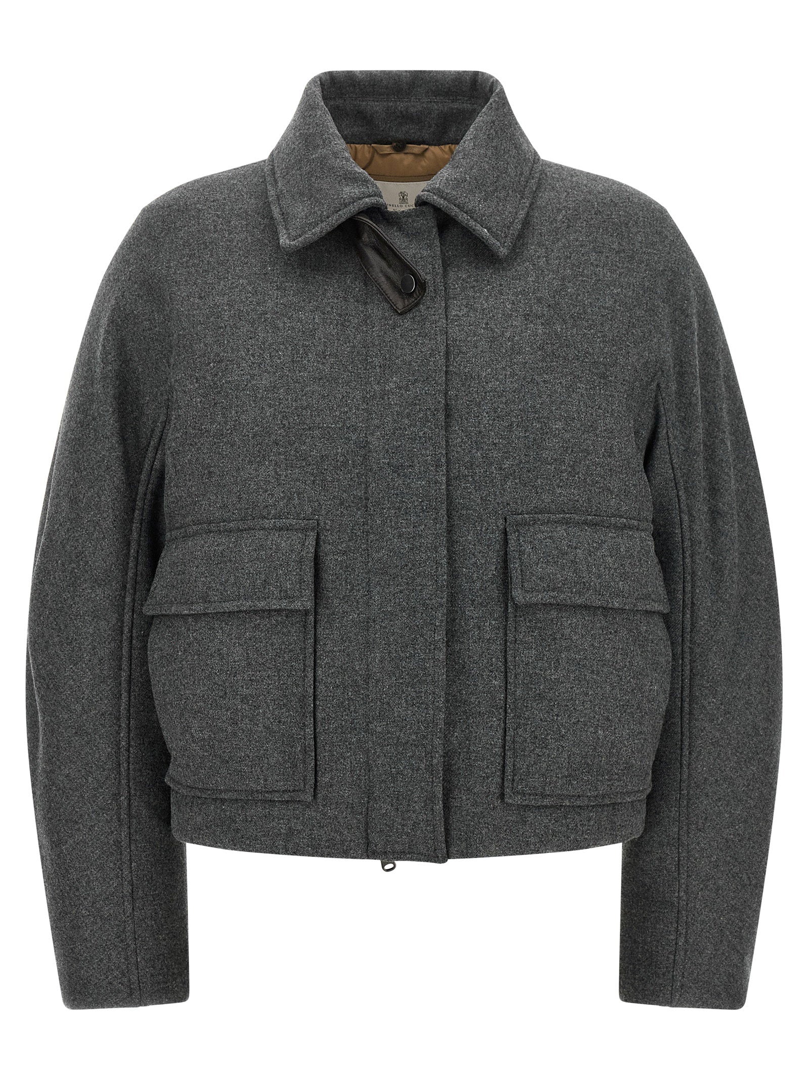 Brunello Cucinelli Shearling Collar Cropped Jacket
