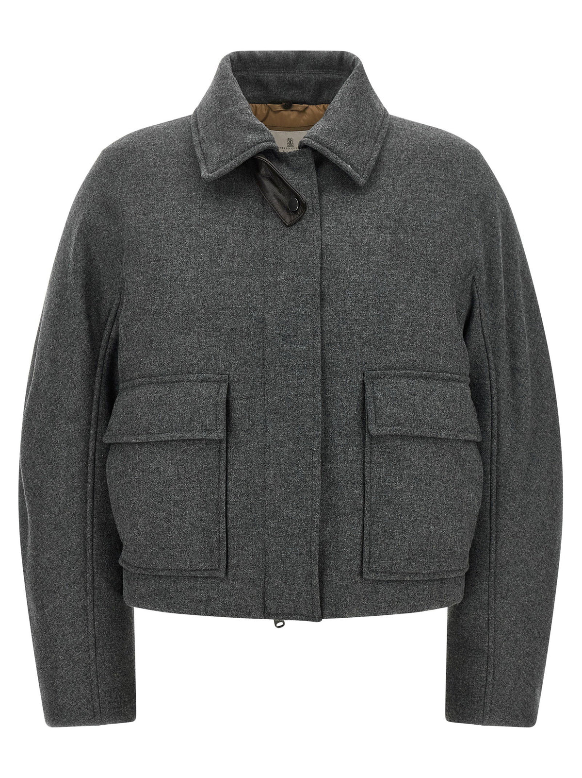 Brunello Cucinelli Shearling Collar Cropped Jacket