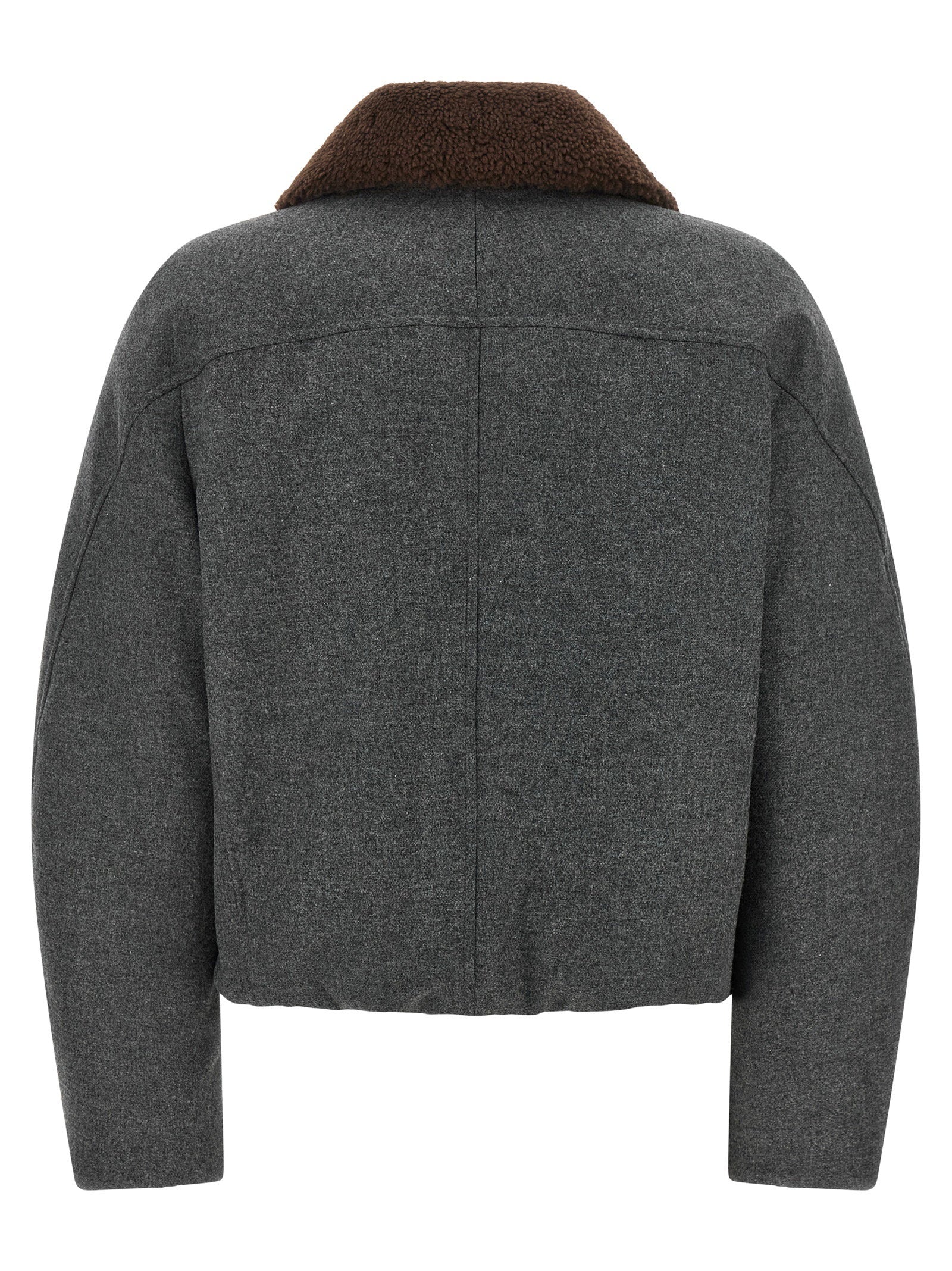 Brunello Cucinelli Shearling Collar Cropped Jacket