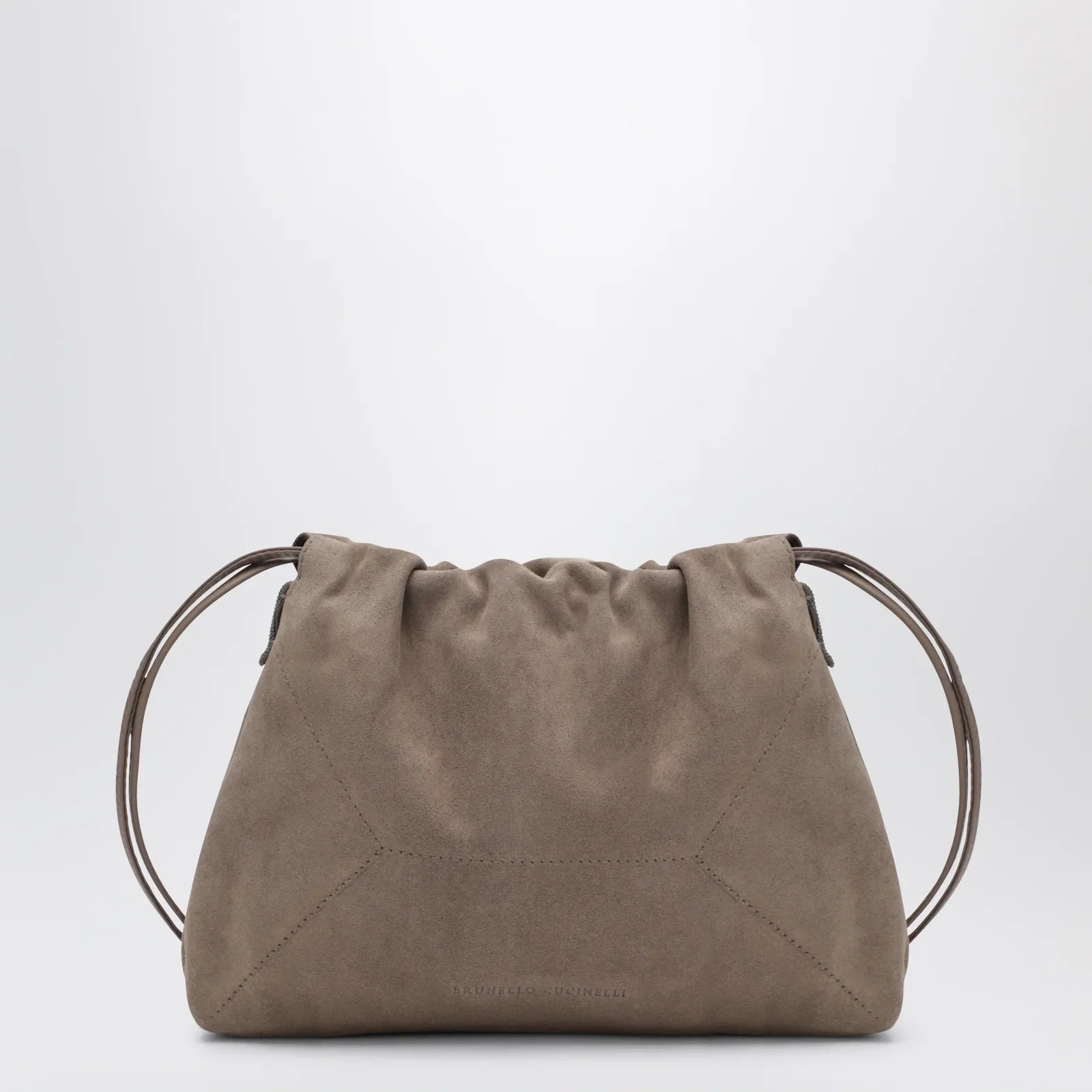 Brunello Cucinelli BC Duo Pouch brown suede bag with monile detail