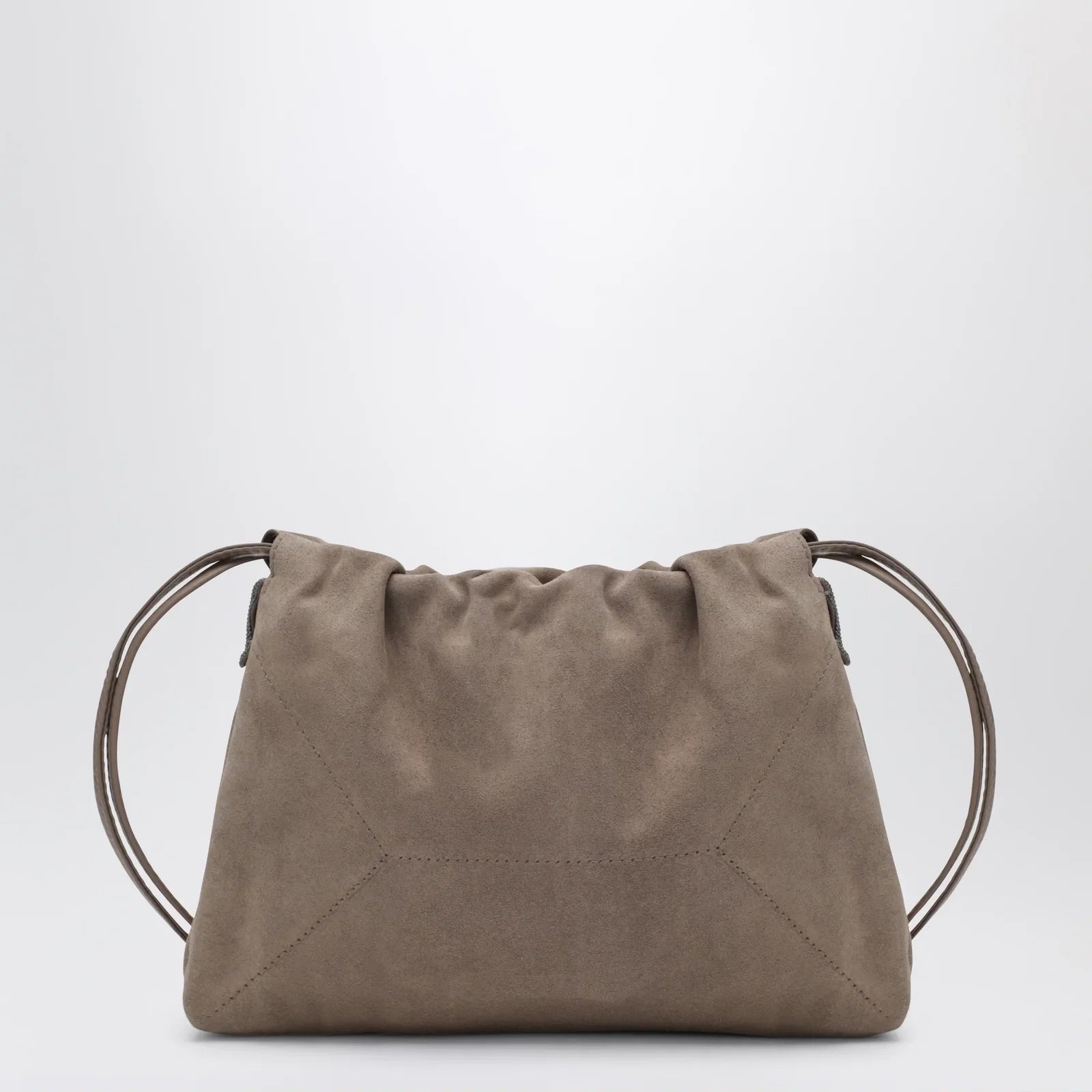Brunello Cucinelli BC Duo Pouch brown suede bag with monile detail