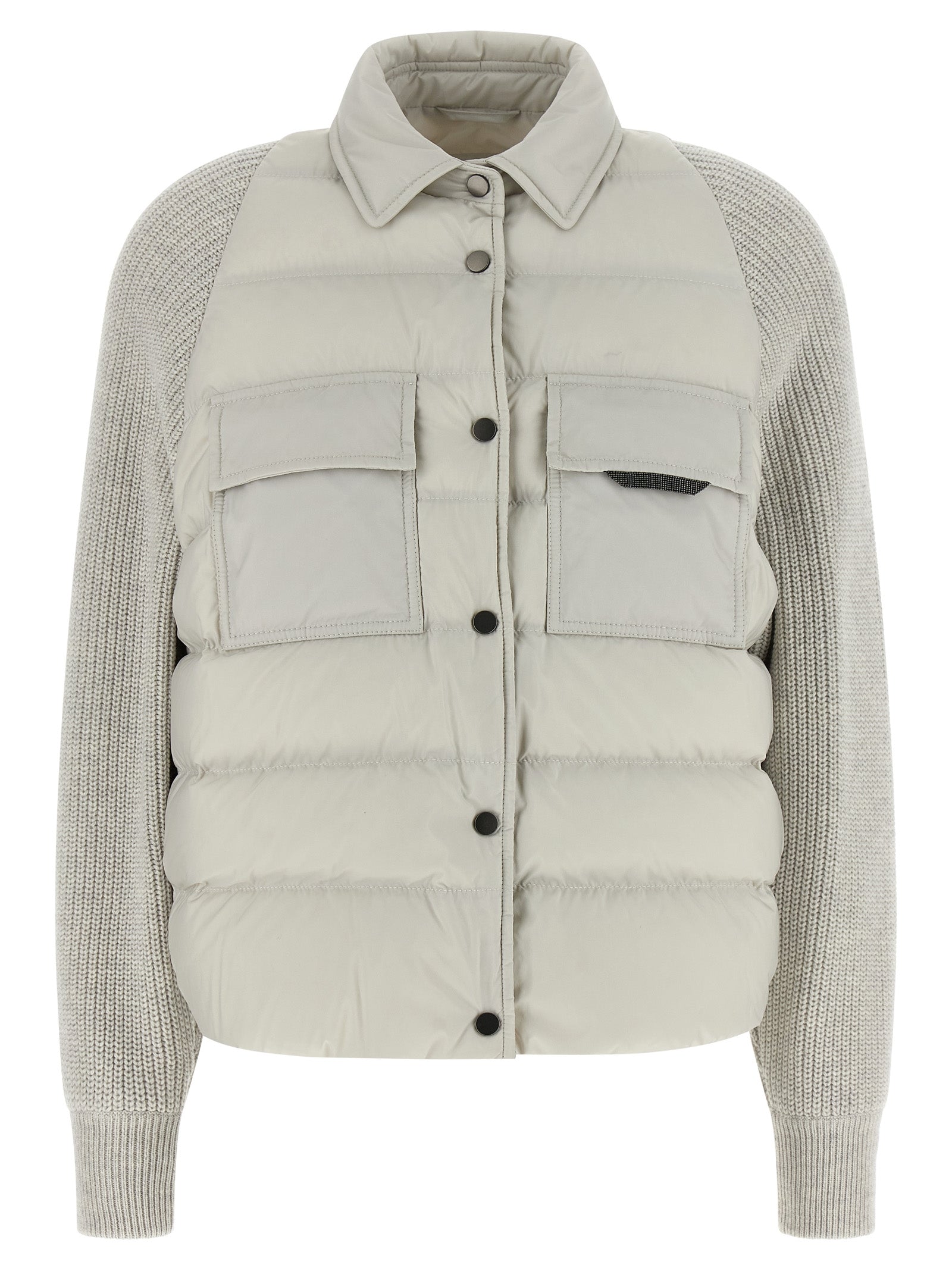 Brunello Cucinelli Shiny Flap Detail Down Jacket