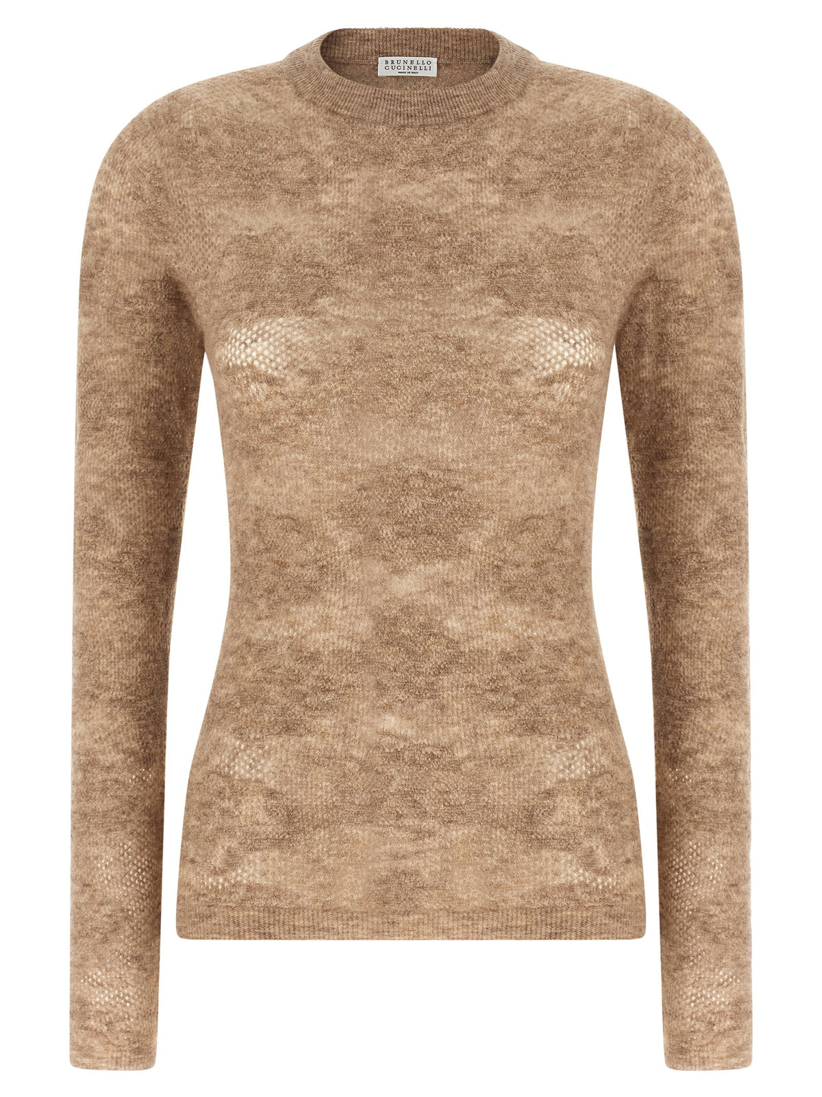 Brunello Cucinelli Beige Flower Lace Sweater