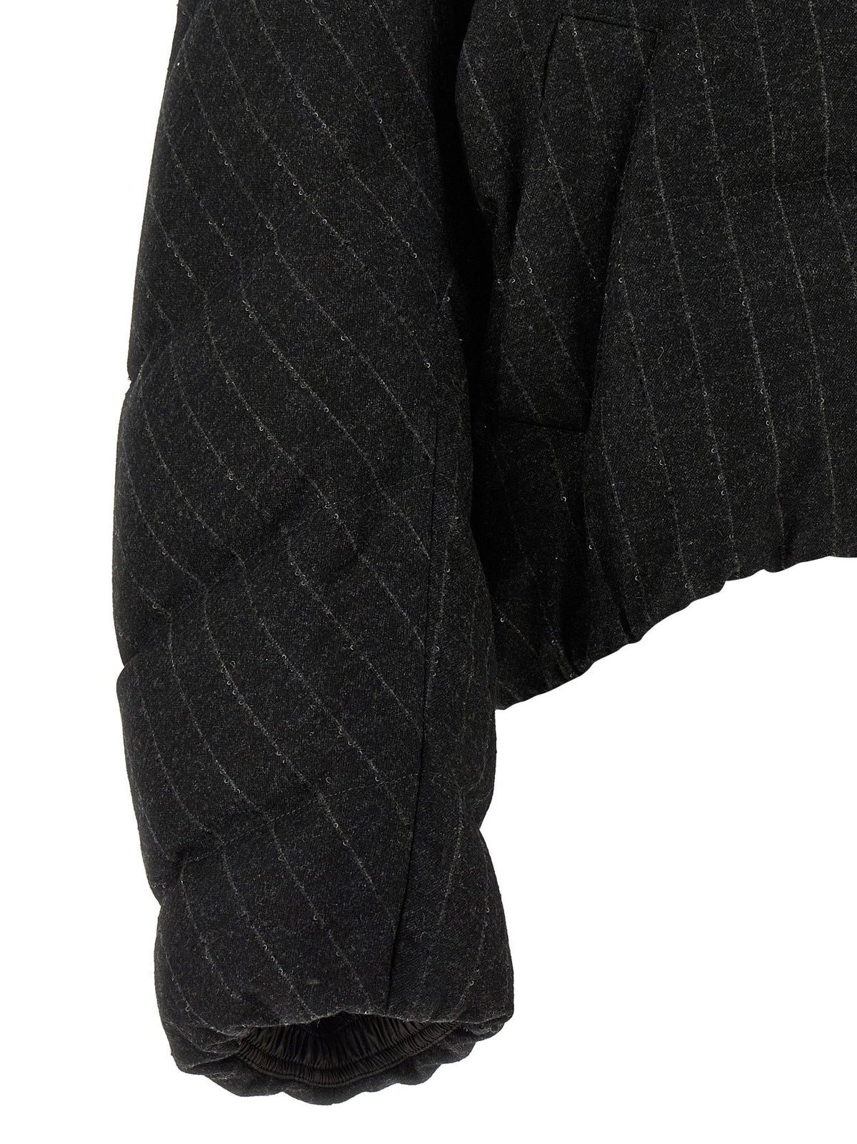 Brunello Cucinelli Micro Sequin Pinstriped Crop Down Jacket