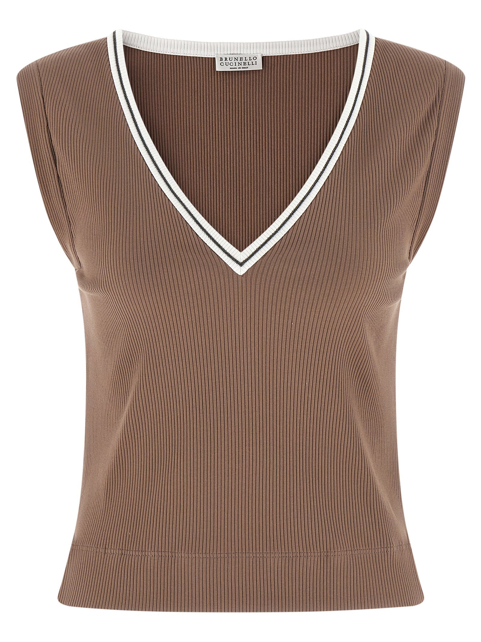 Brunello Cucinelli Shiny Trim Tank Top