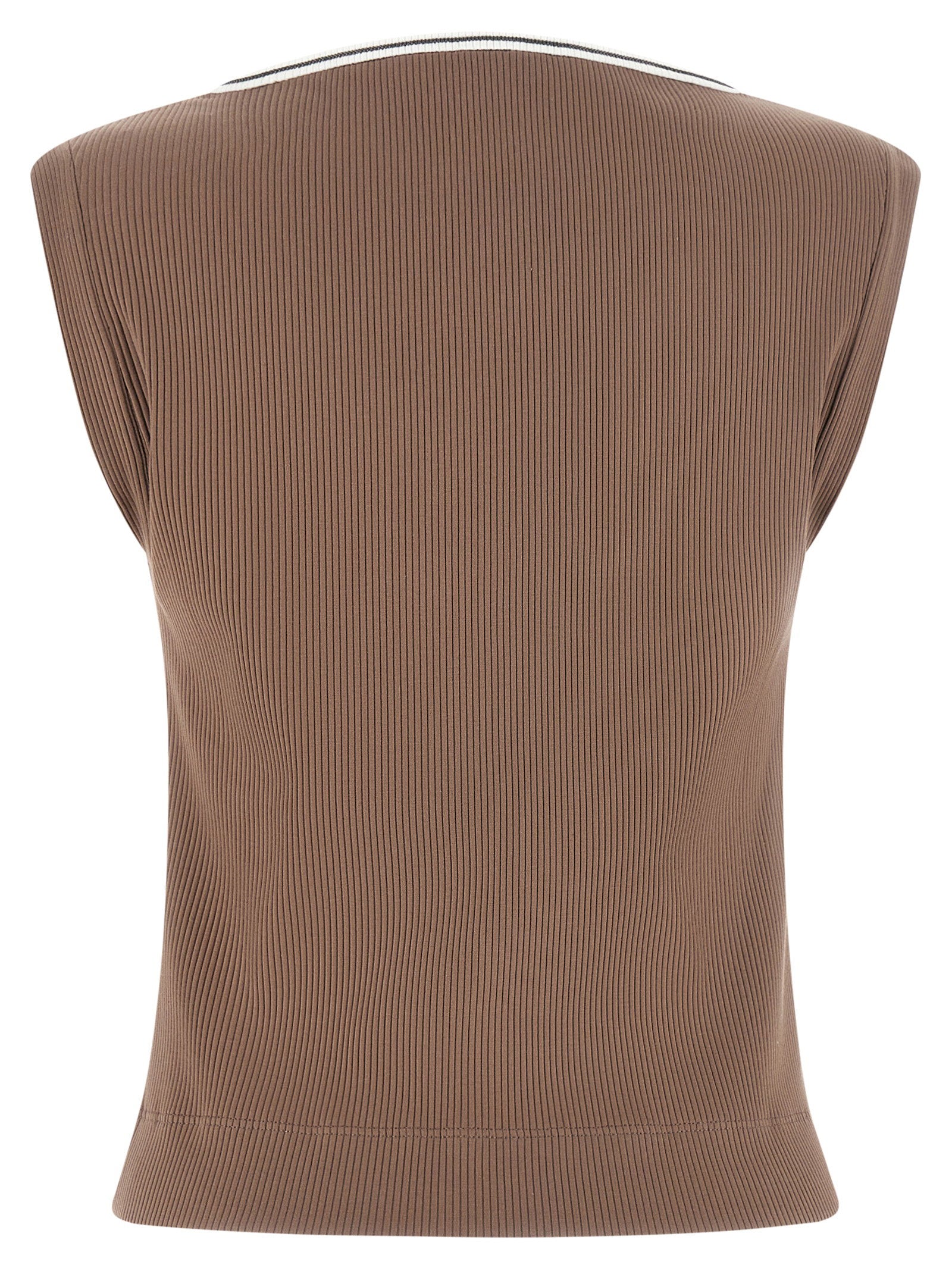 Brunello Cucinelli Shiny Trim Tank Top