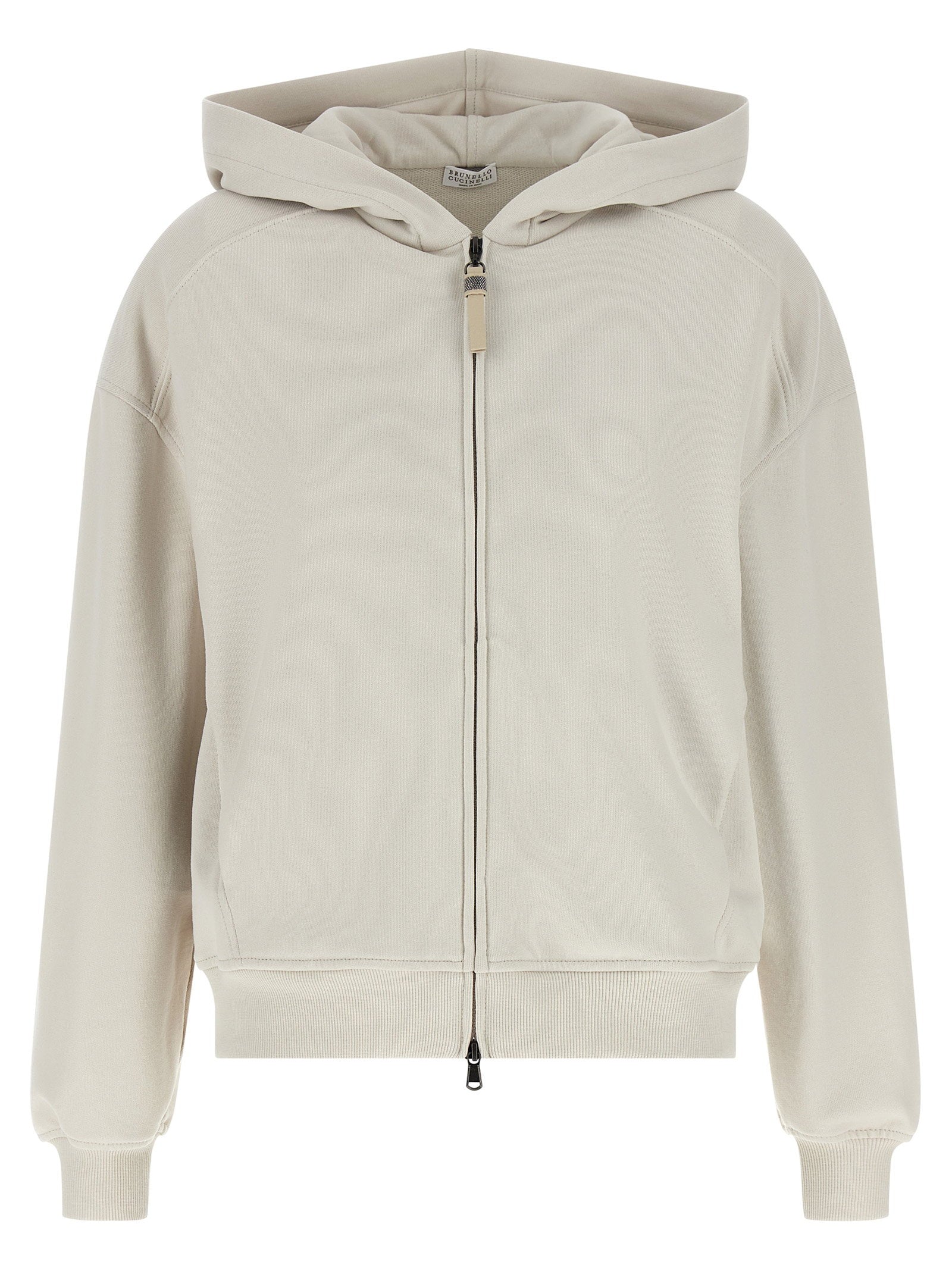 Brunello Cucinelli Shiny Zipper Pull Hoodie