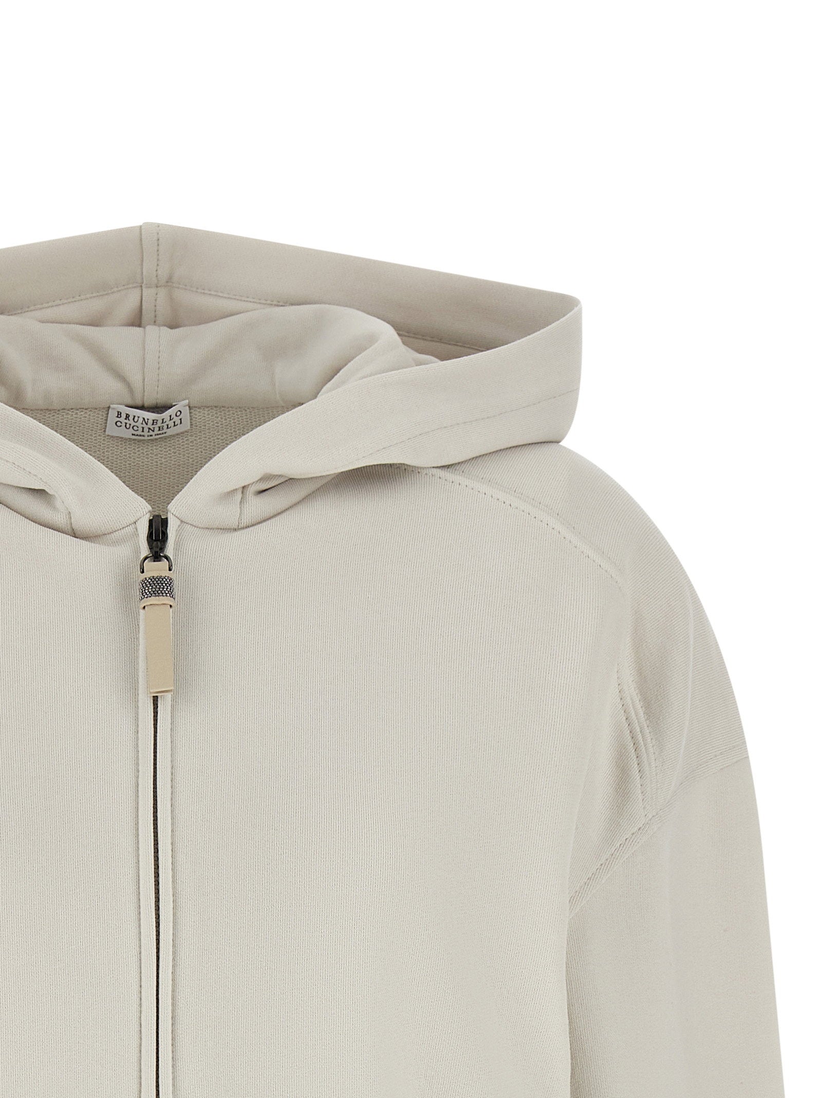 Brunello Cucinelli Shiny Zipper Pull Hoodie