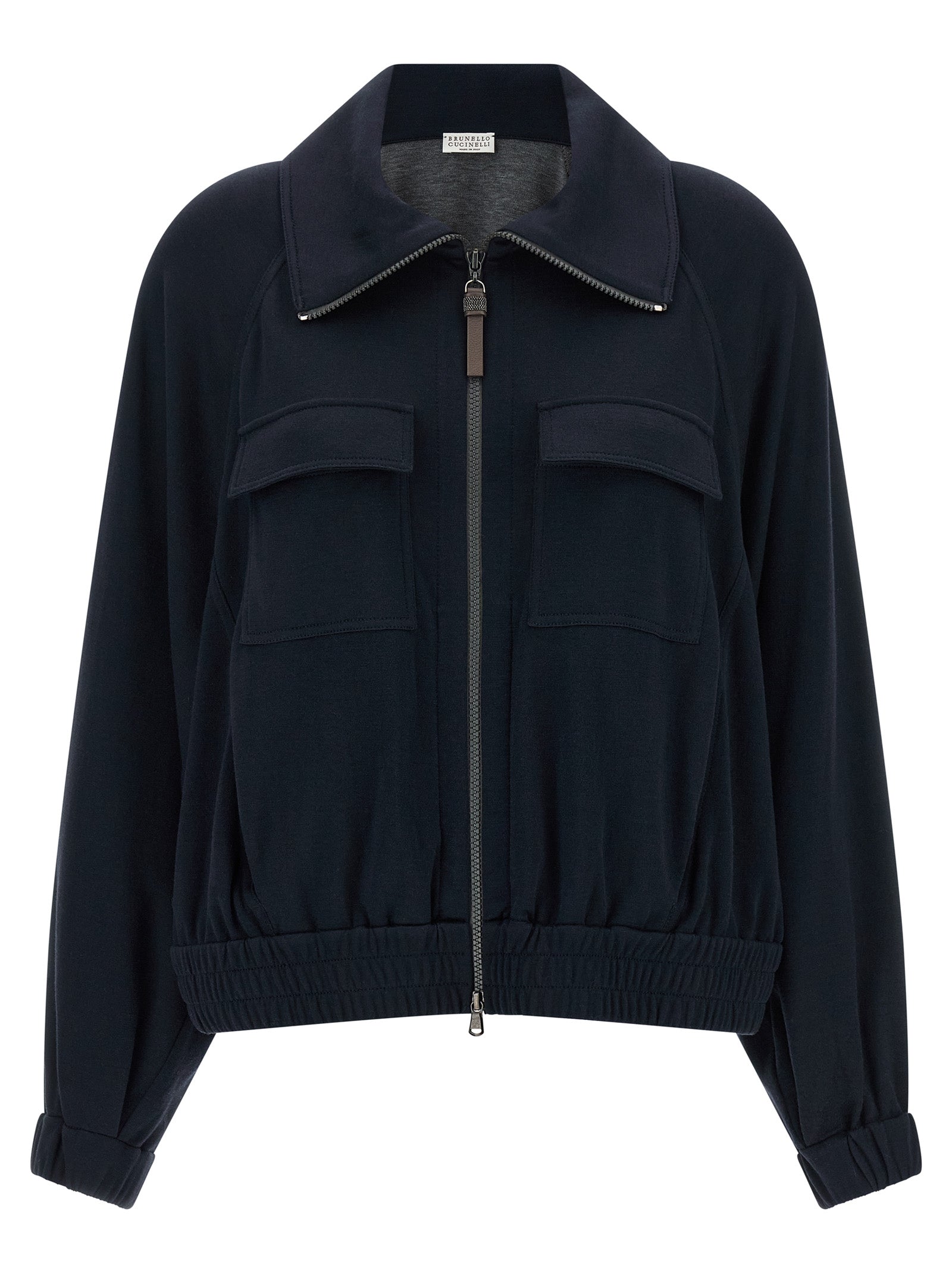 Brunello Cucinelli Shiny Zipper Pull Sweatshirt
