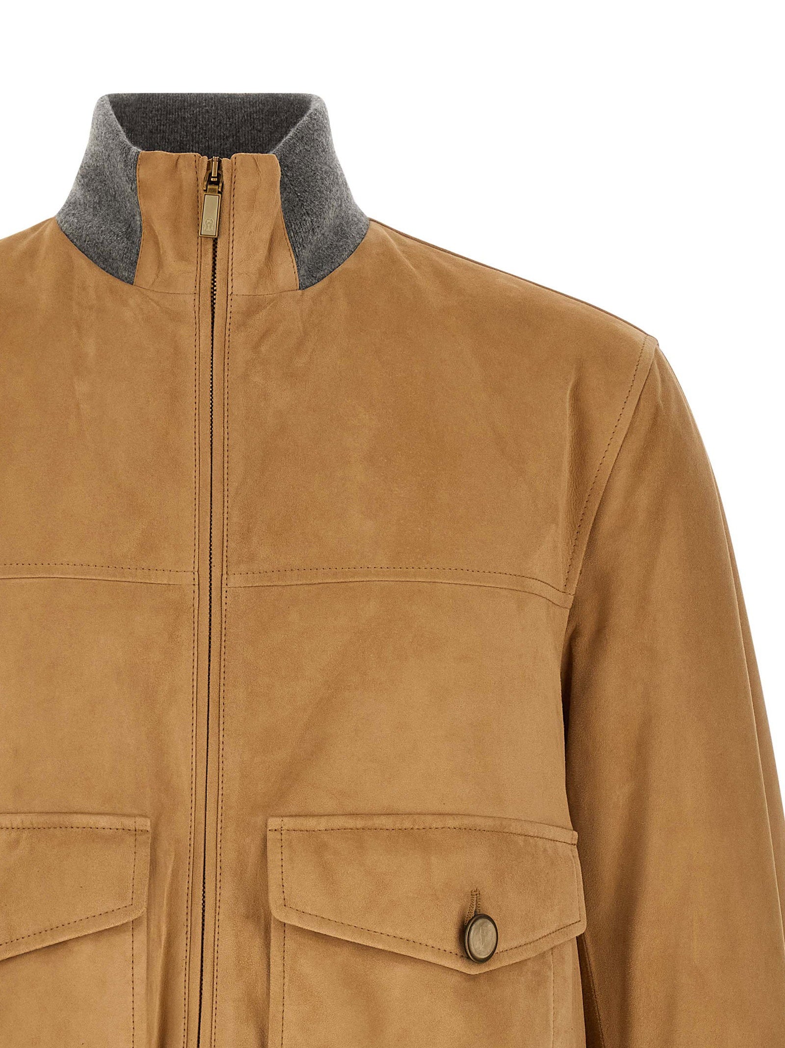 Brunello Cucinelli Padded Suede Bomber Jacket