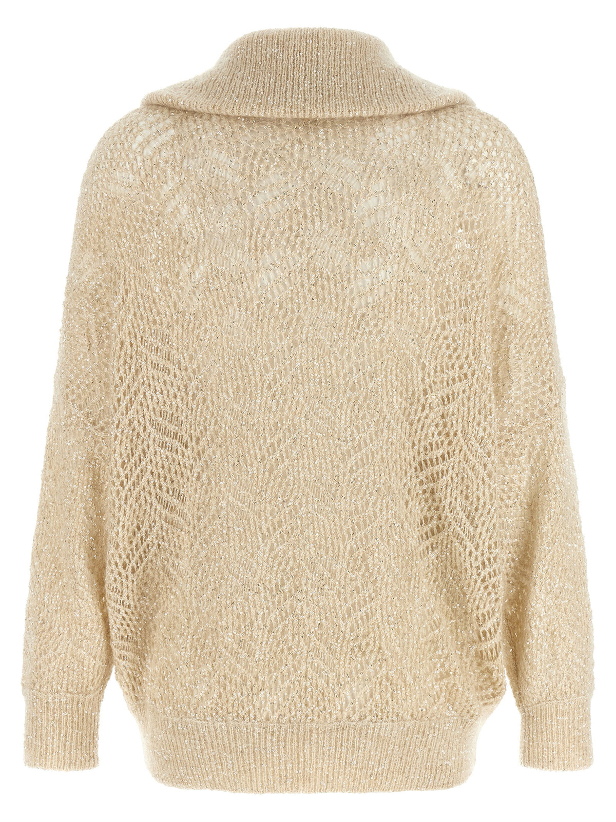 Brunello Cucinelli Beige Dazzling Abstract Leaf Cardigan
